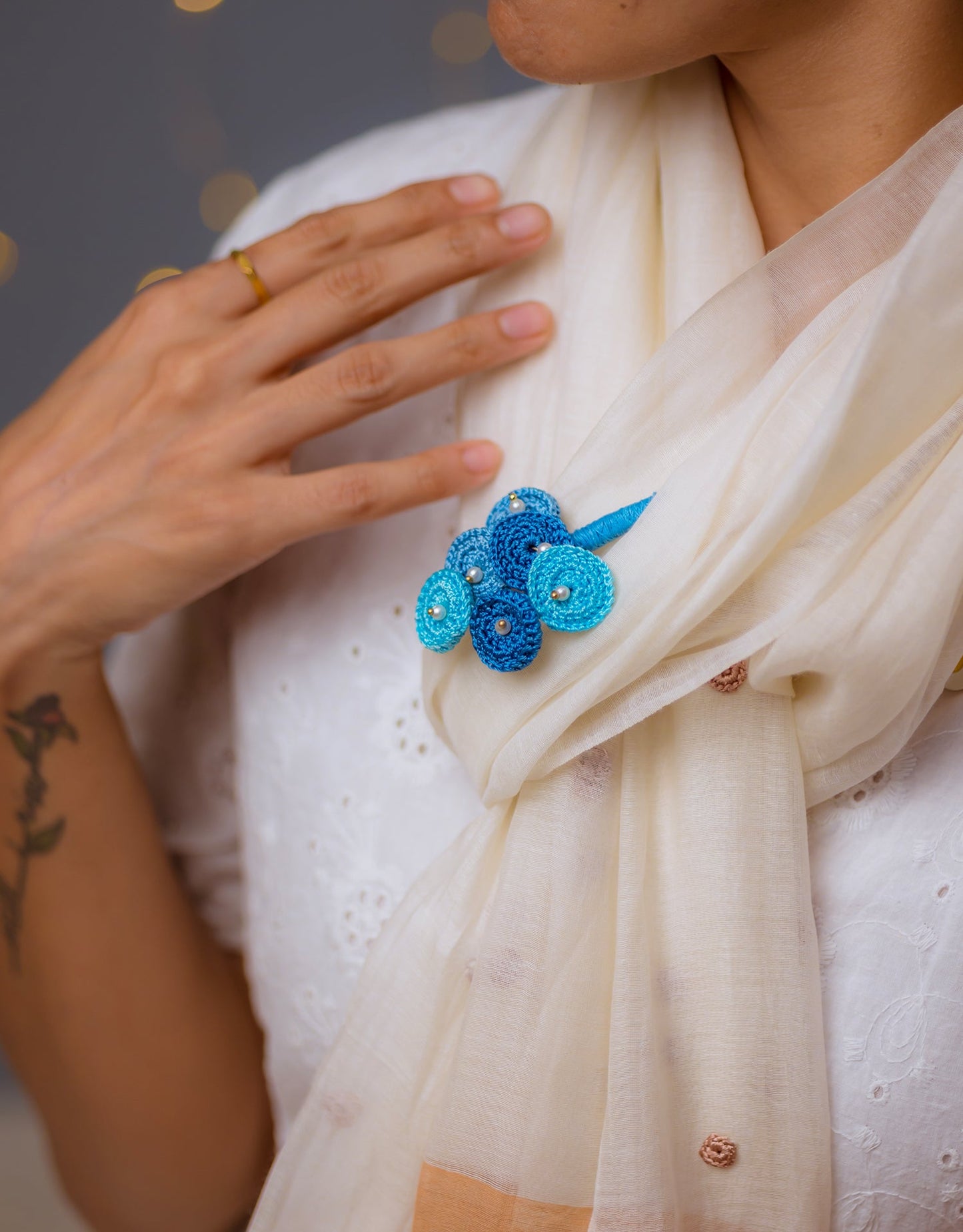Handcrafted Indigo Mandala Brooch