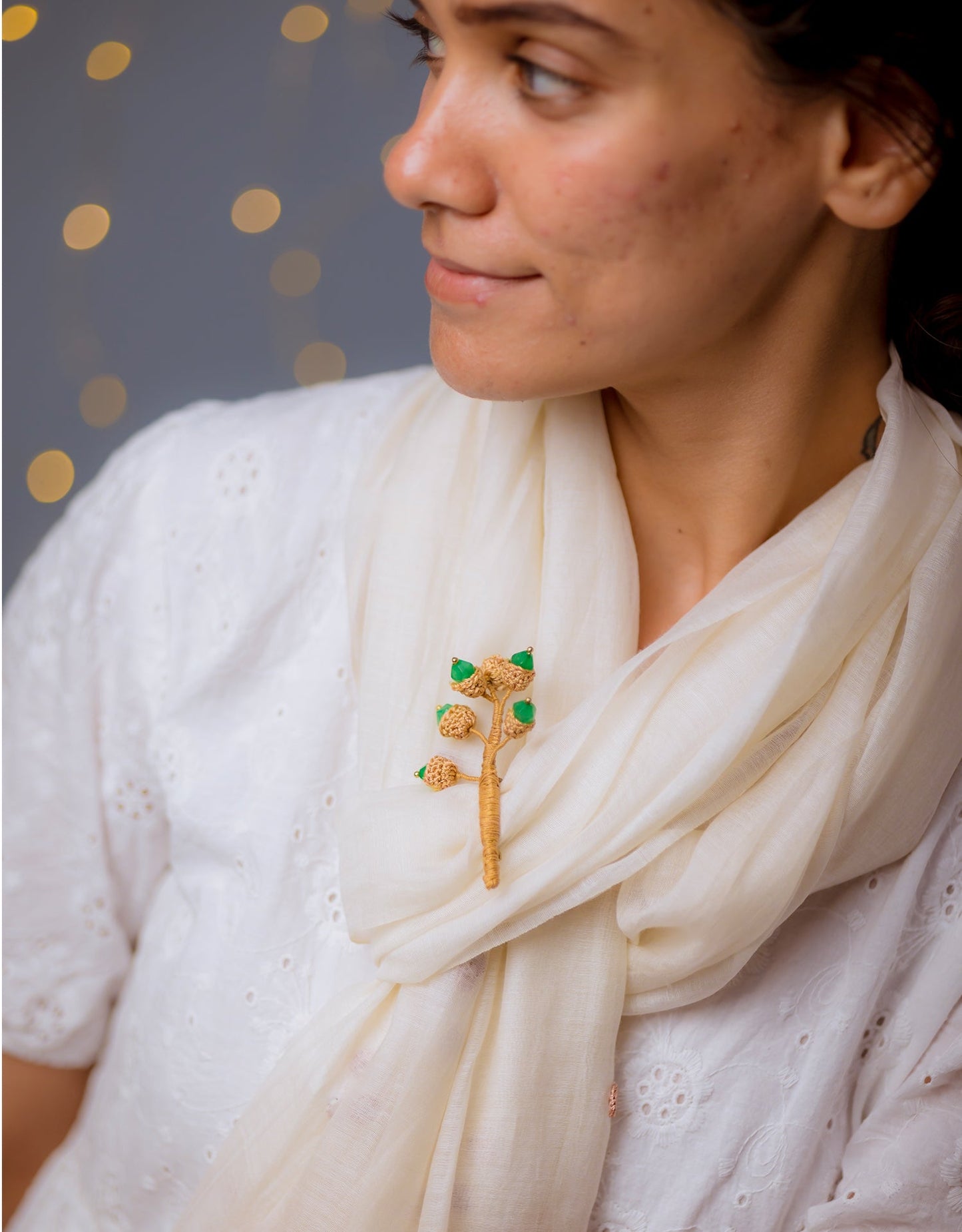Handcrafted Jade Jewel Brooch