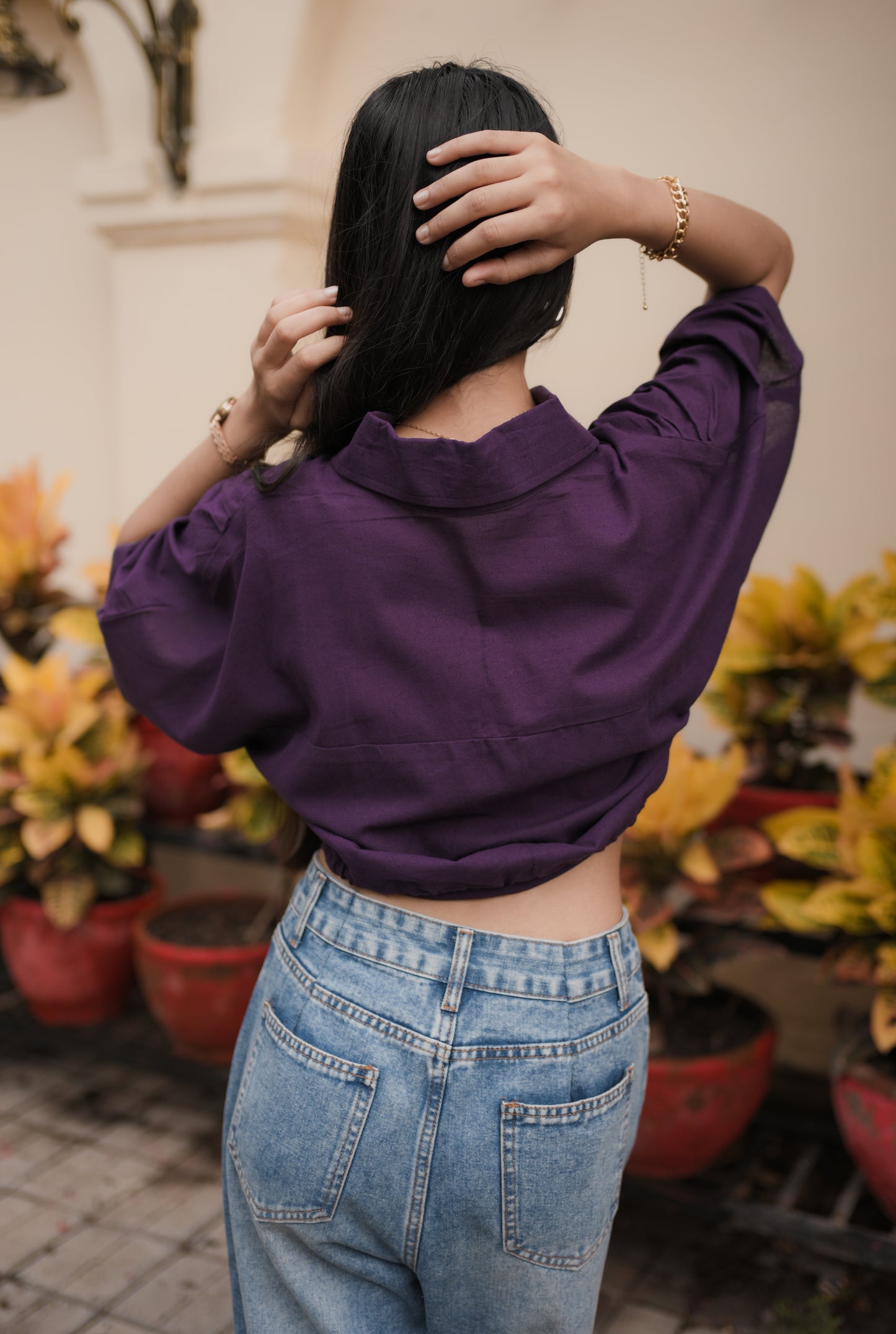 Plum Pop Cotton Drawstring Shirt