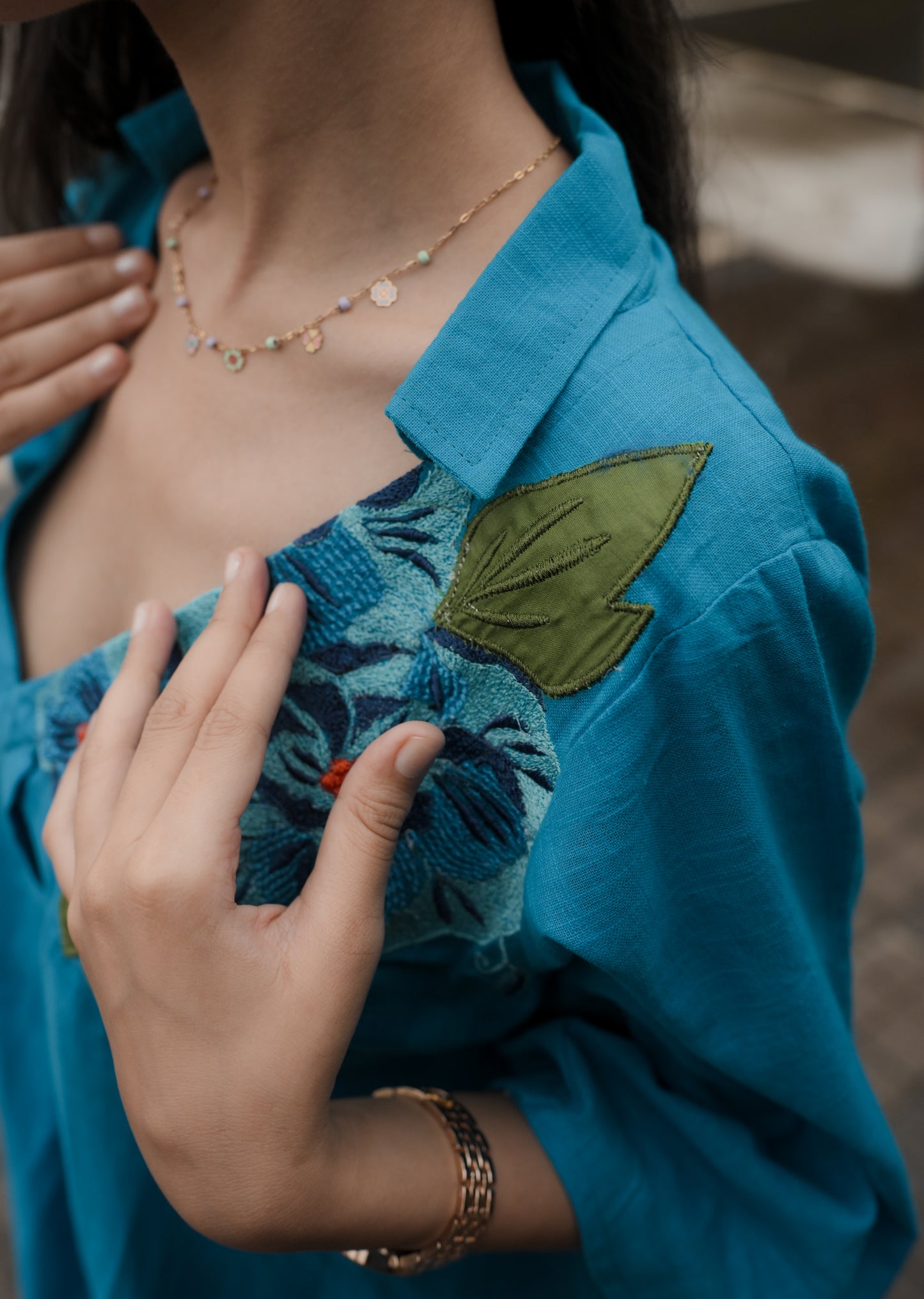 Breezy Bloom Embroidered Cotton Dress