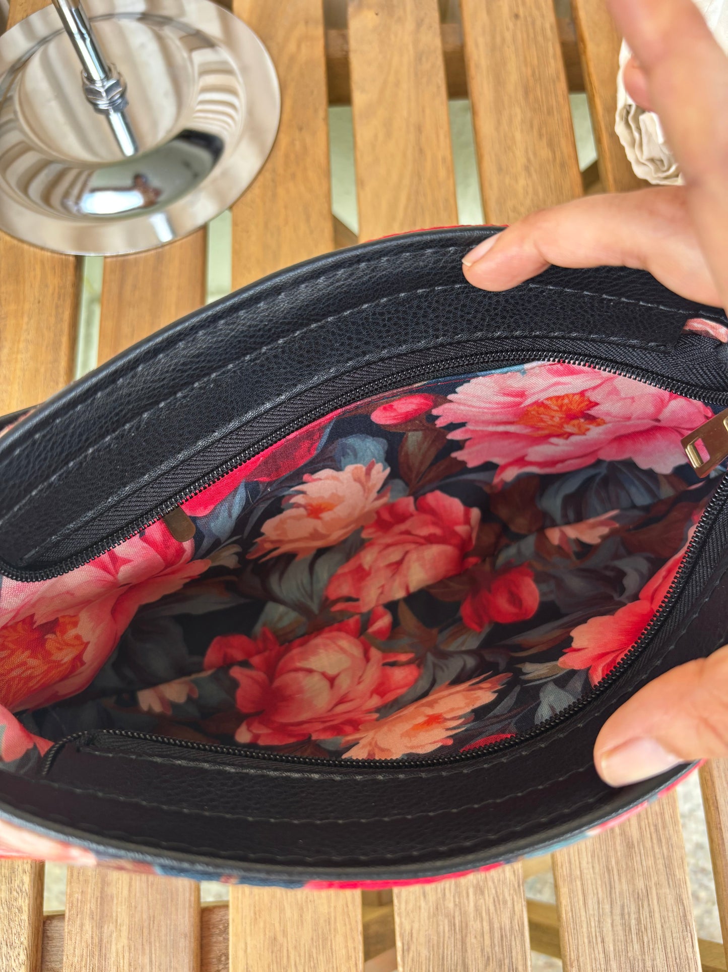 Midnight Bloom Handcrafted Baguette Bag