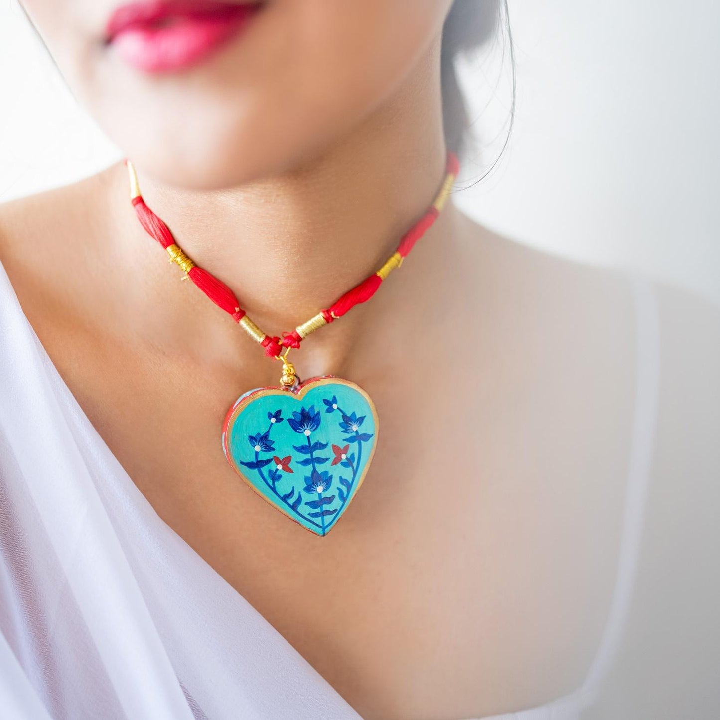 3D Brass Handpainted Heart Pendant