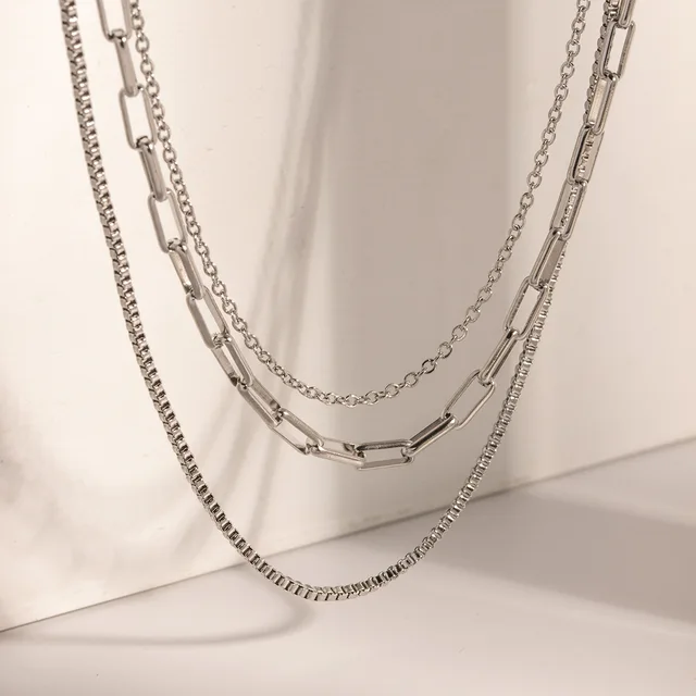 Luna Triple Layered Silver Neckchain