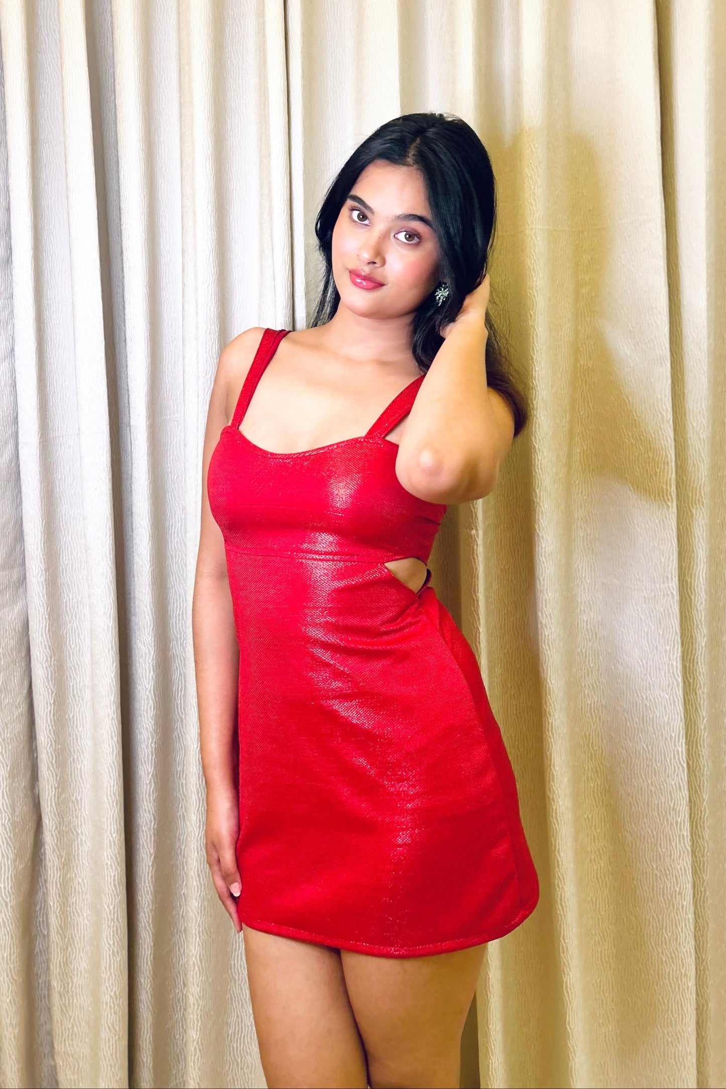 Cherry Red Side-Cut Dress
