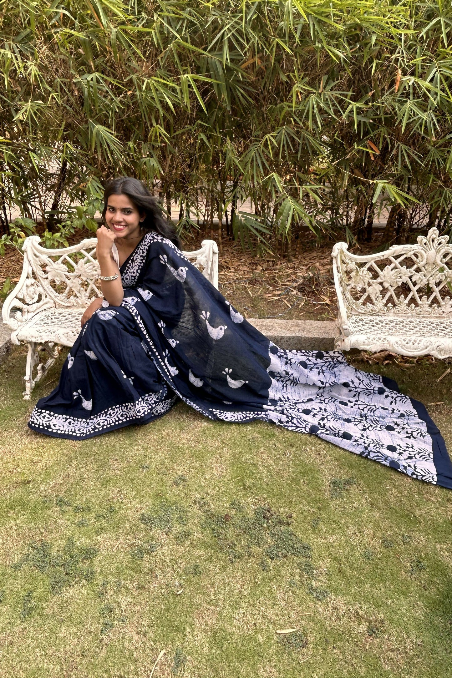 Bird Song Cotton Instantwear Pocket Saree