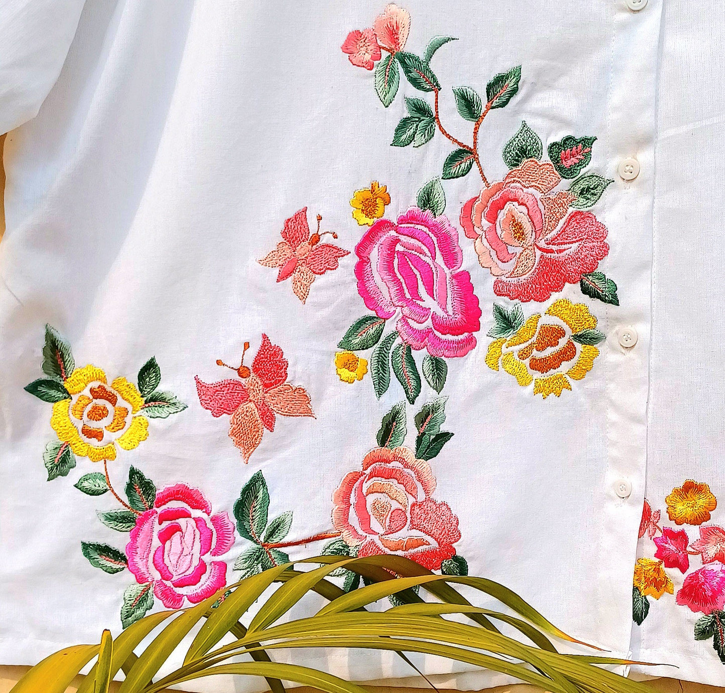Birds of a Feather Embroidered Cotton Shirt