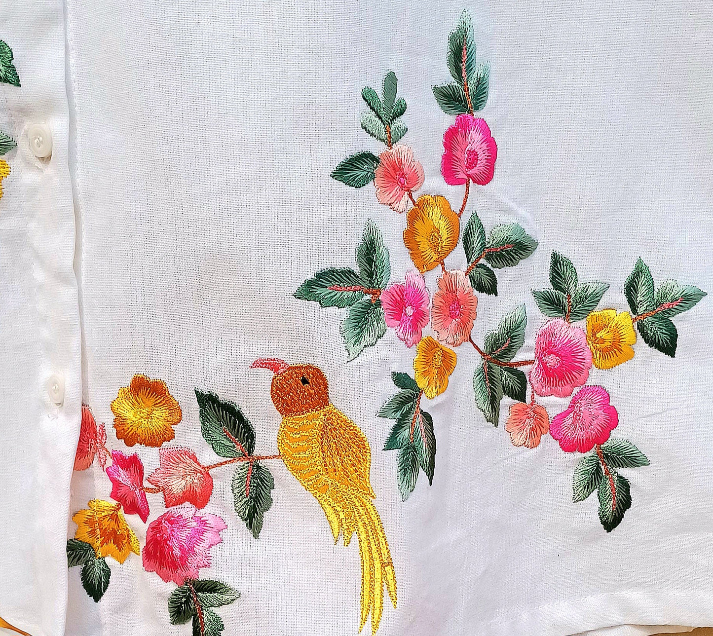Birds of a Feather Embroidered Cotton Shirt