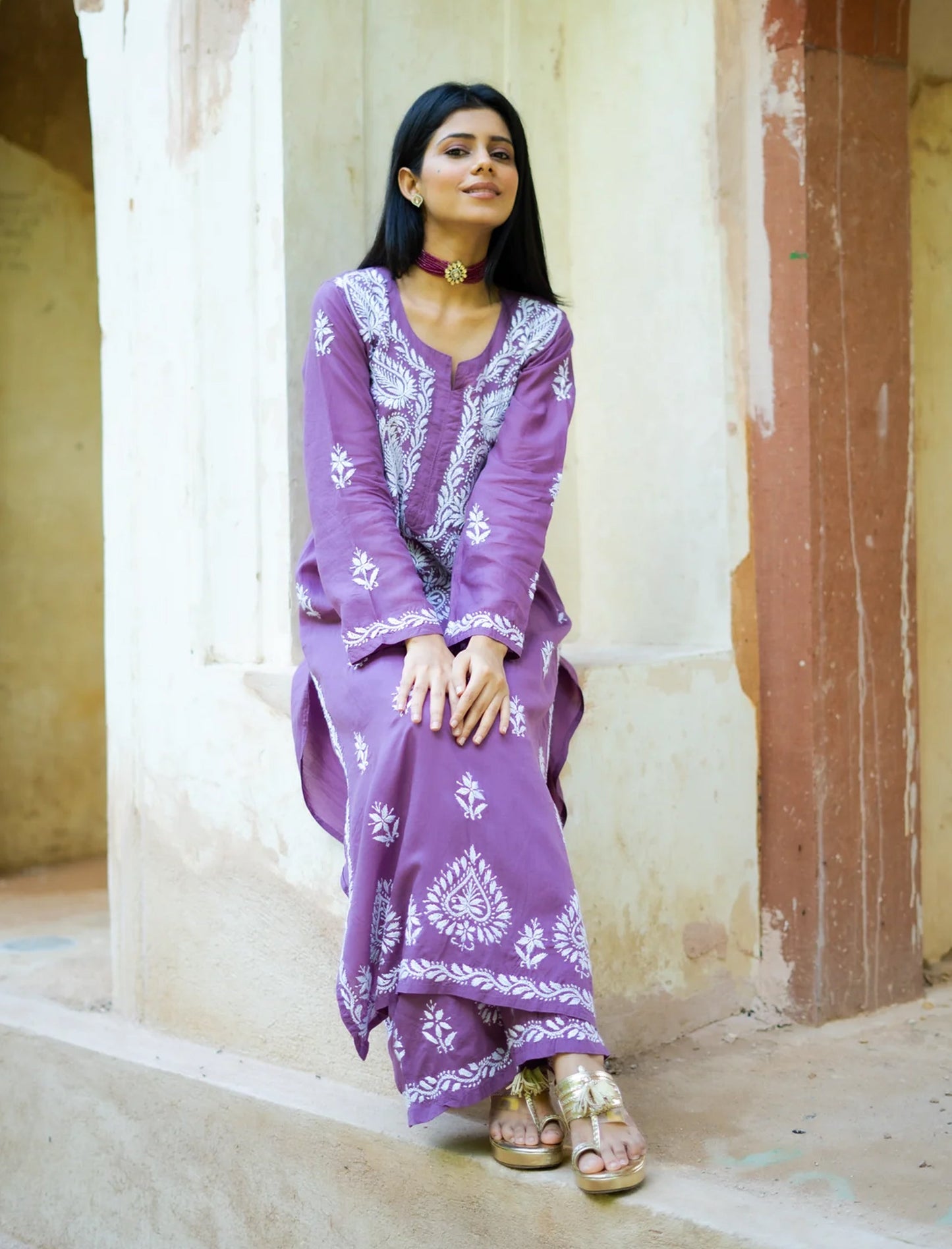 Nagma Chikankari Straight Kurta Coord Set