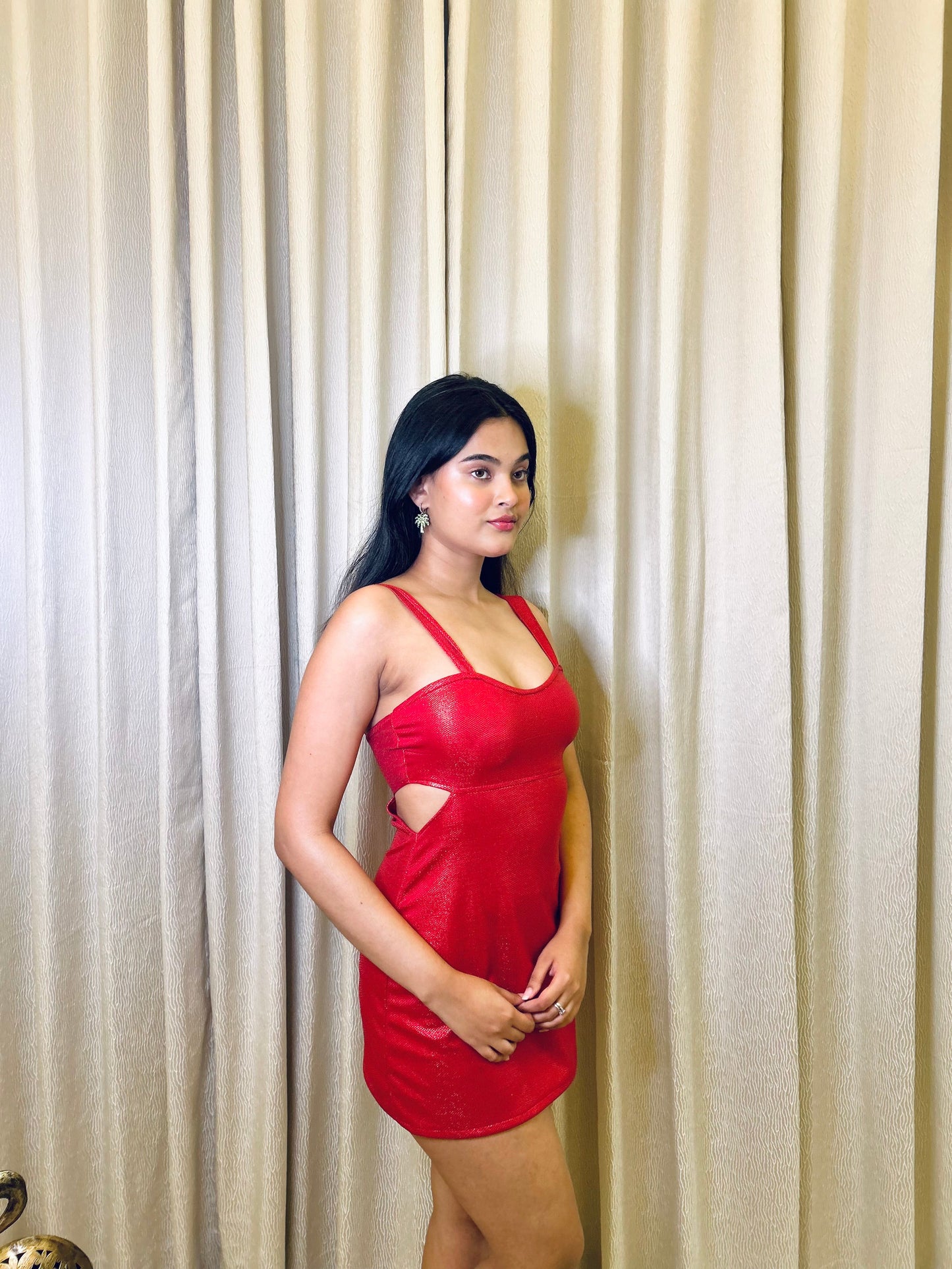 Cherry Red Side-Cut Dress