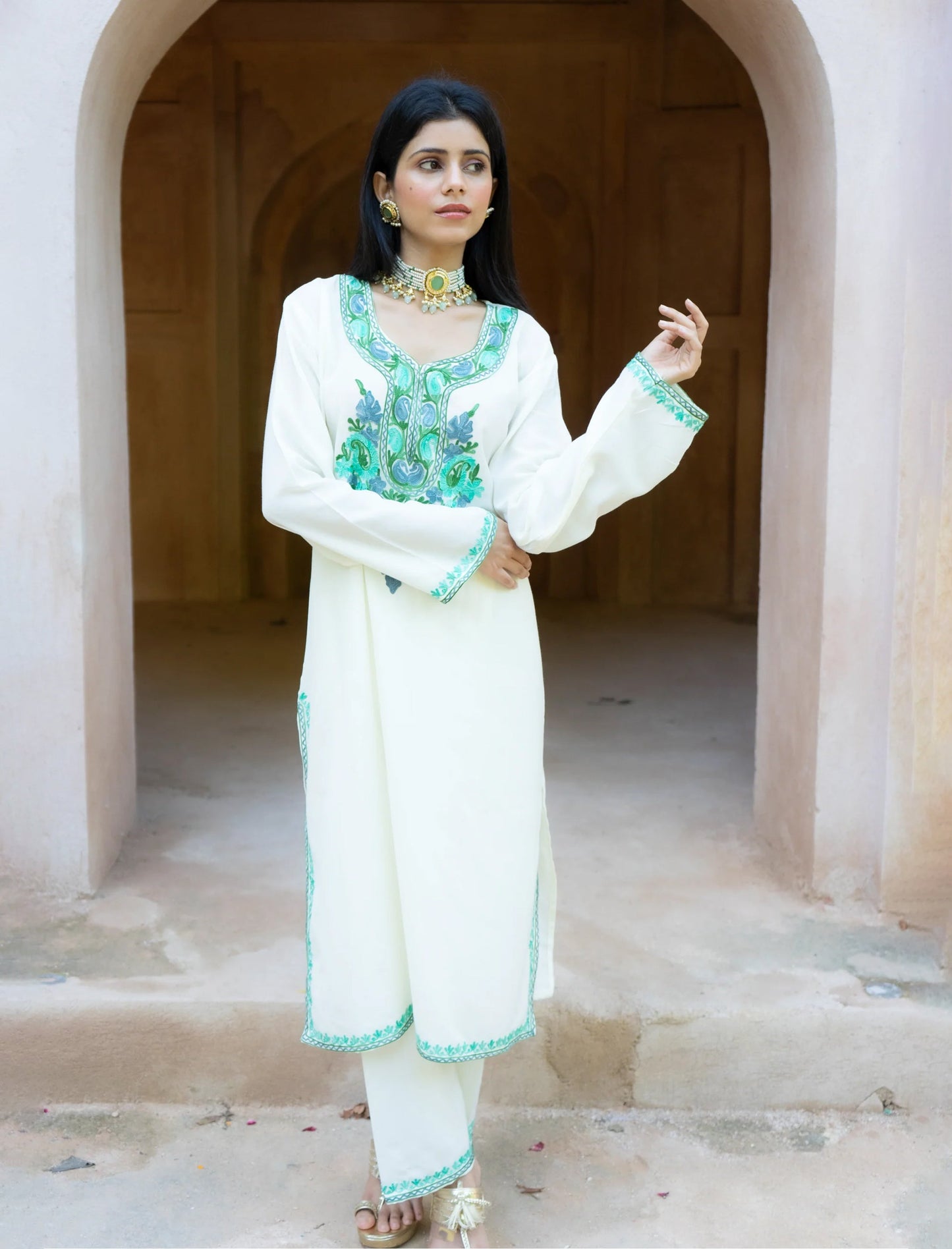 Eira Cotton Kashmiri Phiran Kurta and Palazzo Set