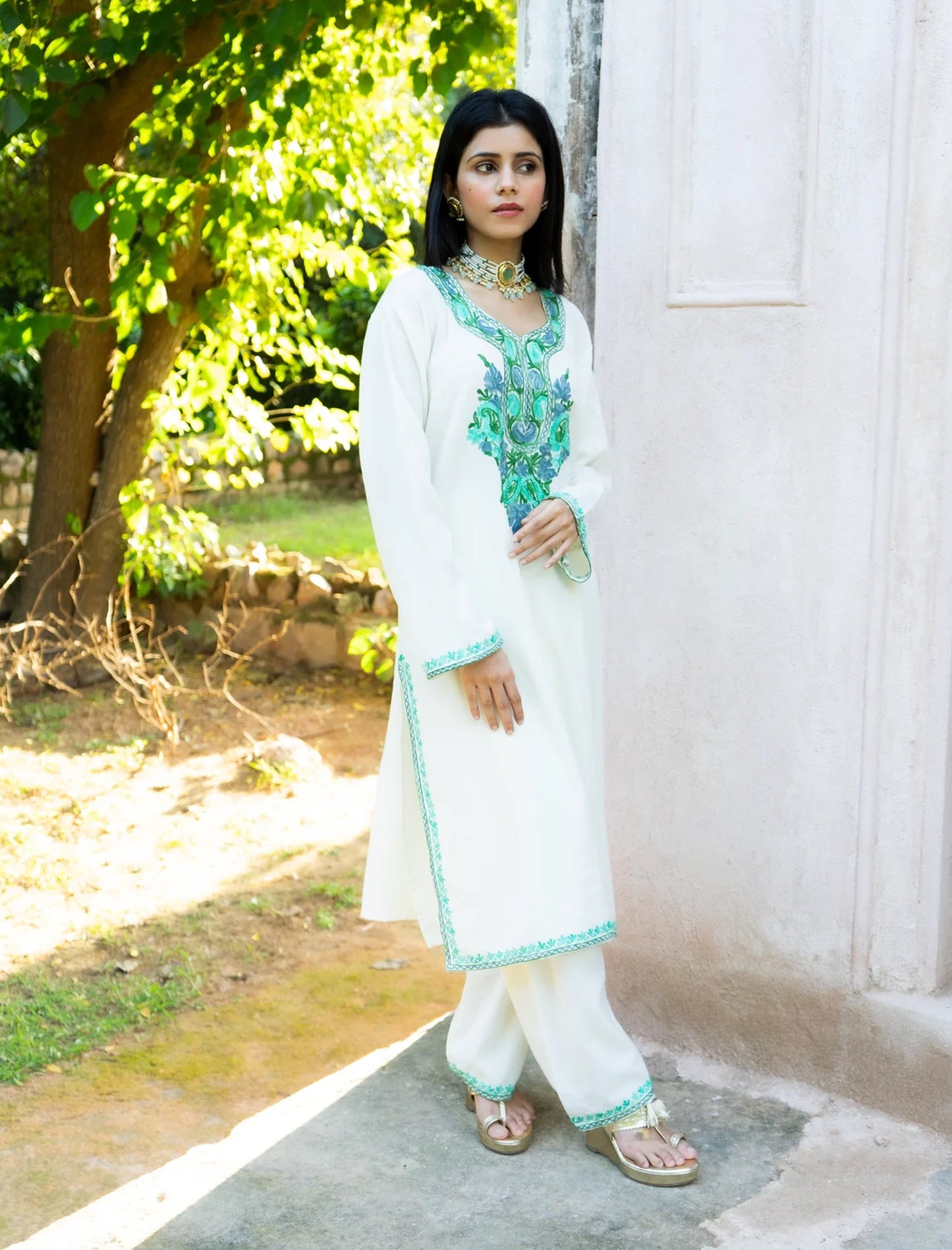 Eira Cotton Kashmiri Phiran Kurta and Palazzo Set