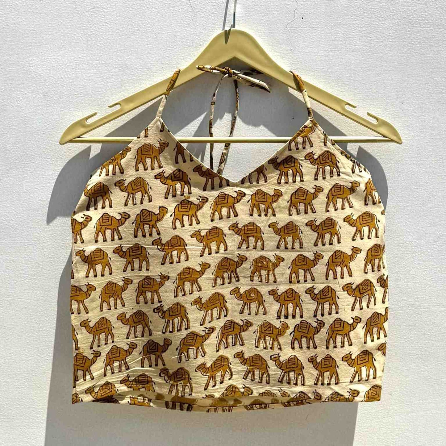 Camel Handblock Printed Cotton Top