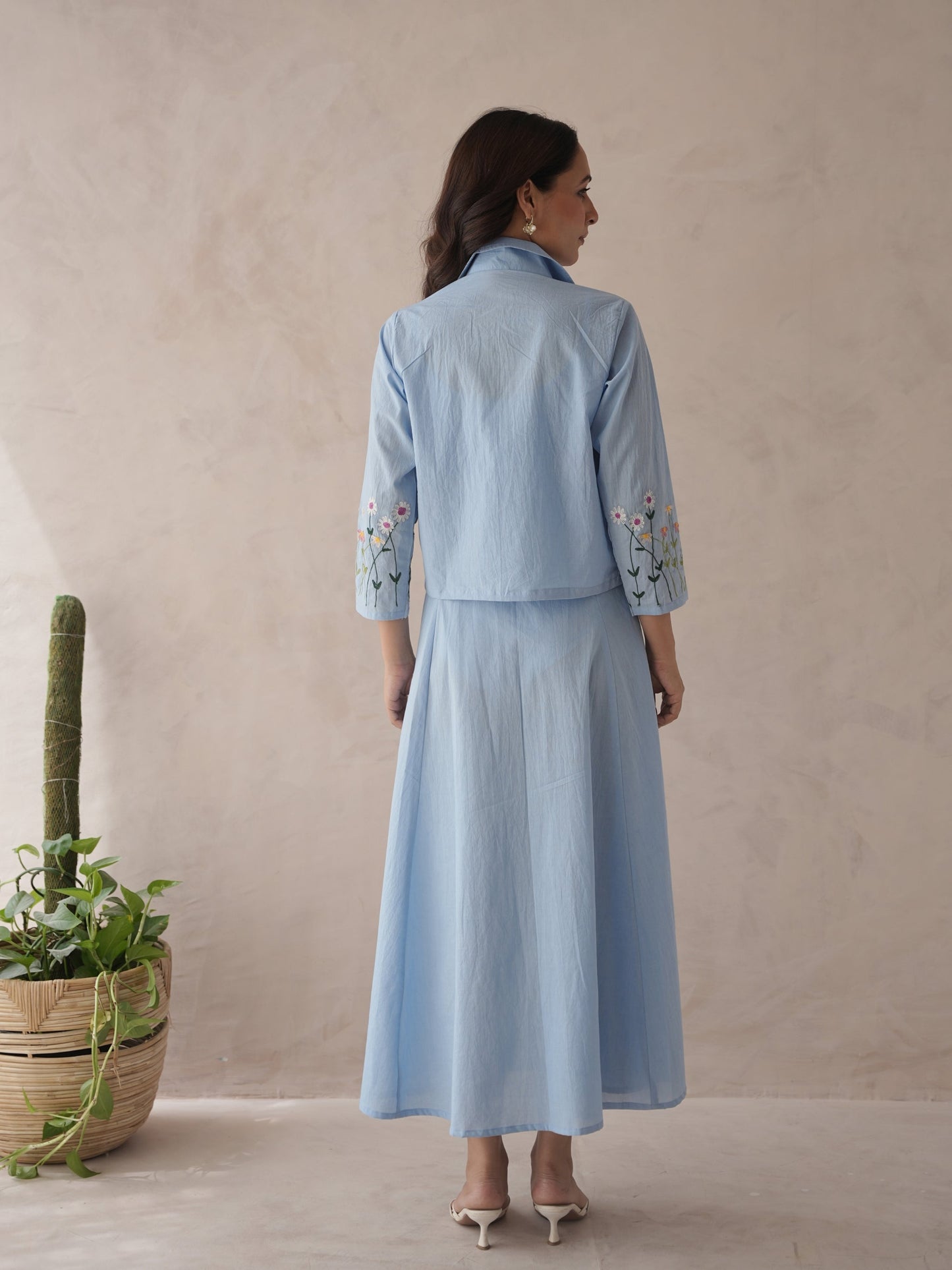 Noir Embroidery Cotton Jacket Dress