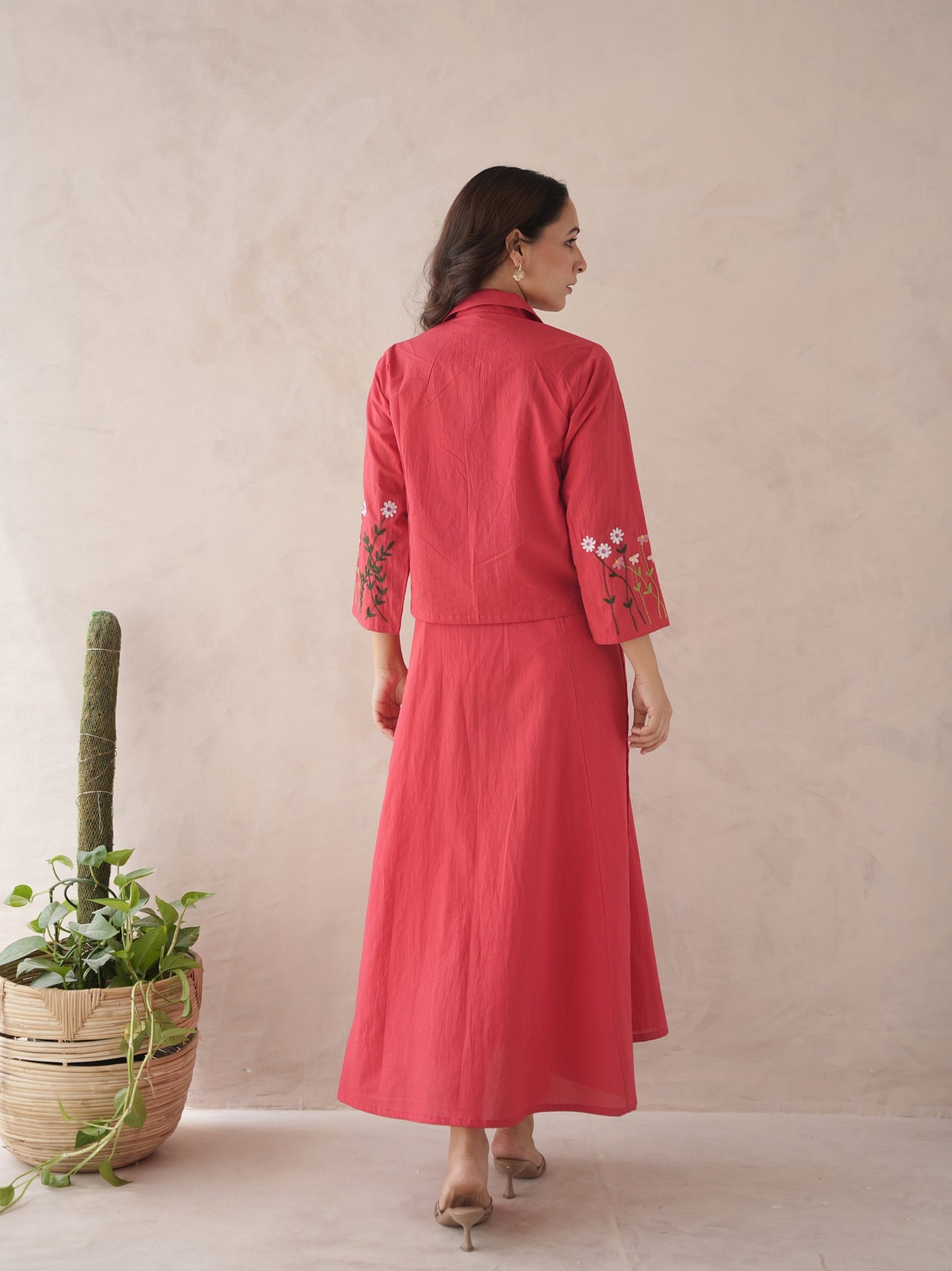 Noir Embroidery Cotton Jacket Dress