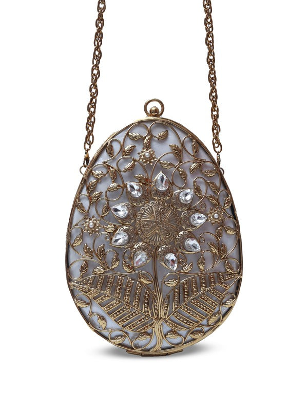 Mia Intricate Brass Clutch