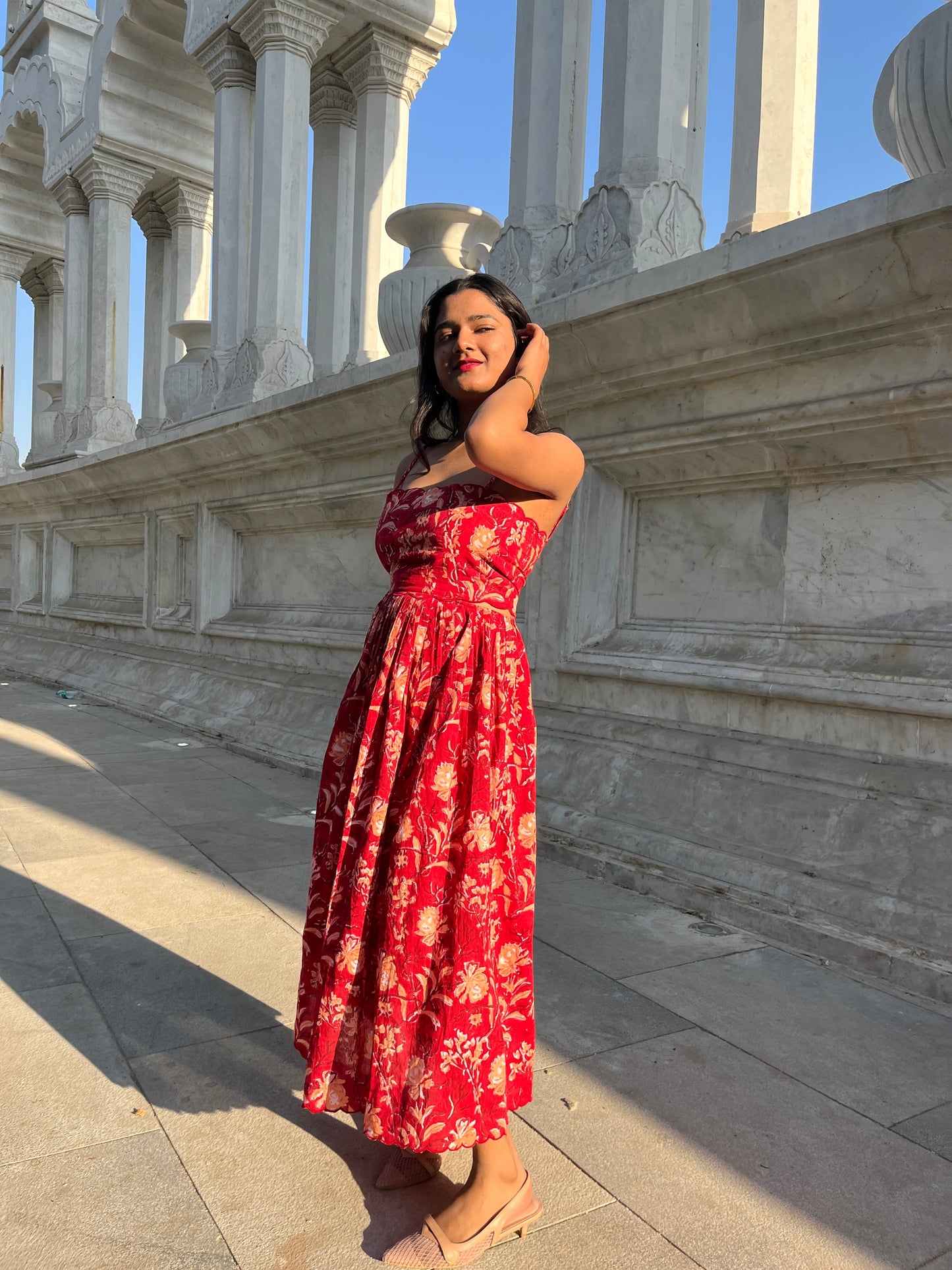 Serena Red Midi Dress