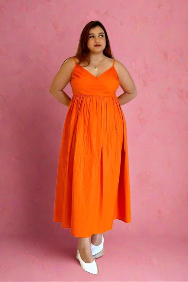 Melo Orange Cotton Dress
