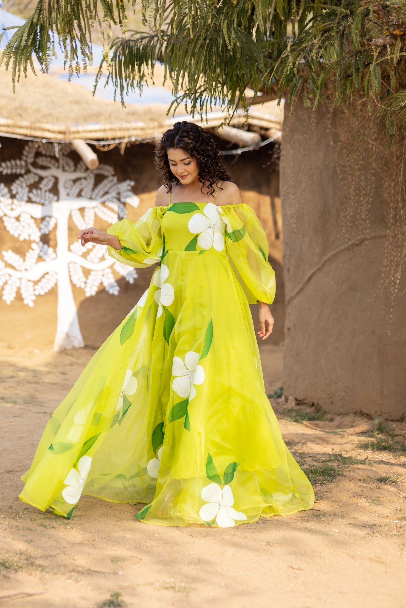 Isabelle Hand painted Floral Maxi Dress
