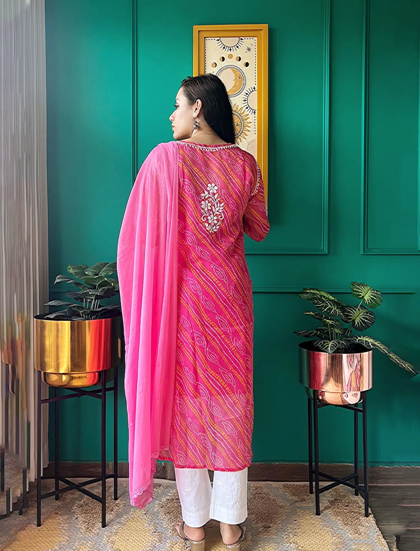 Farhad Gulab Bandhej-Chikan Kurta