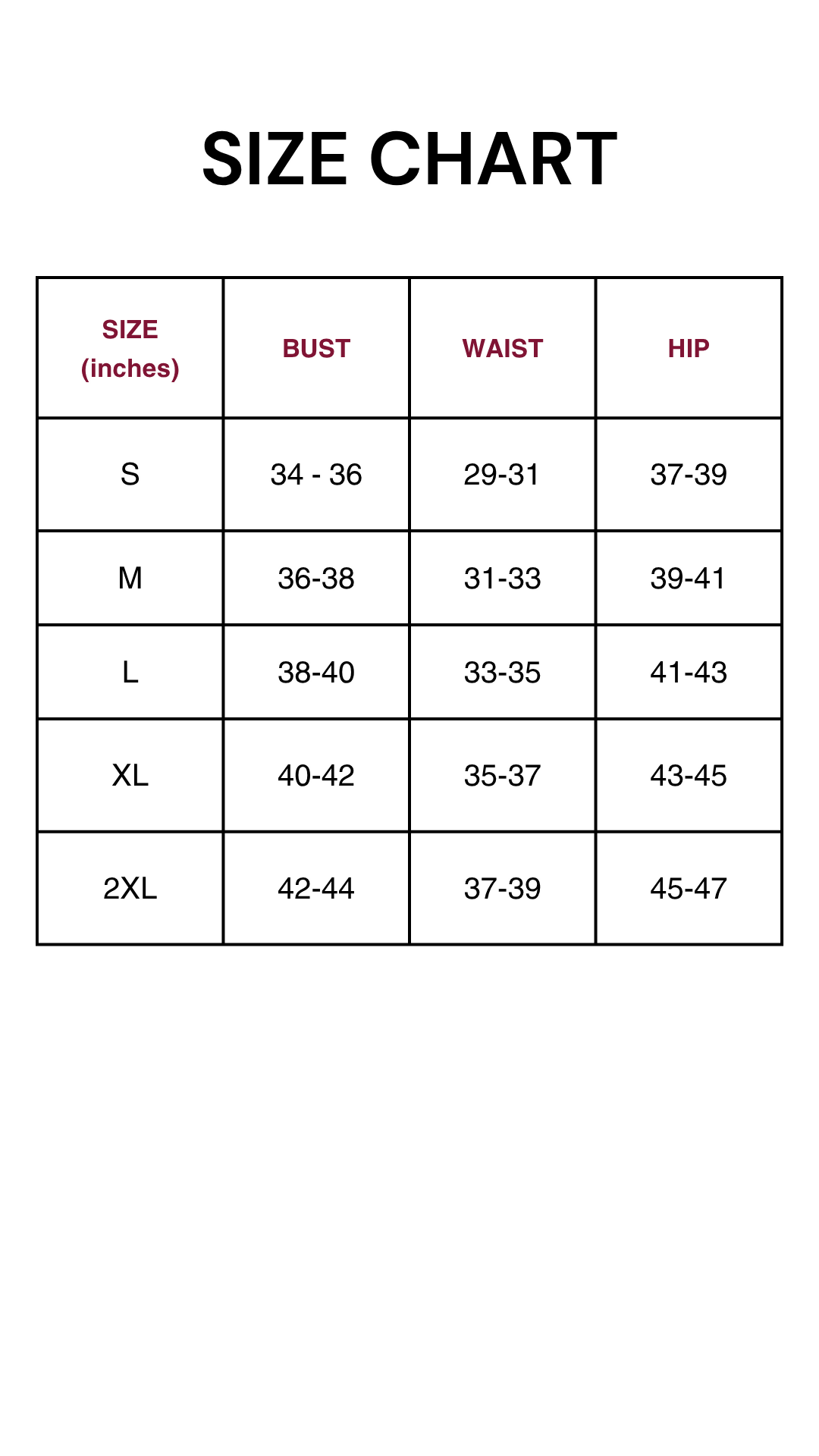 size chart