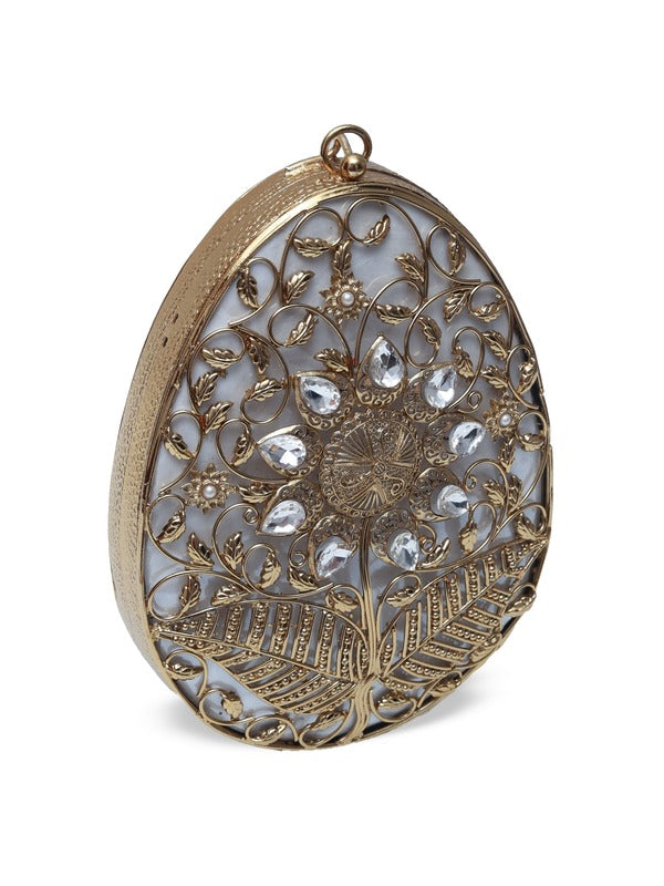 Mia Intricate Brass Clutch