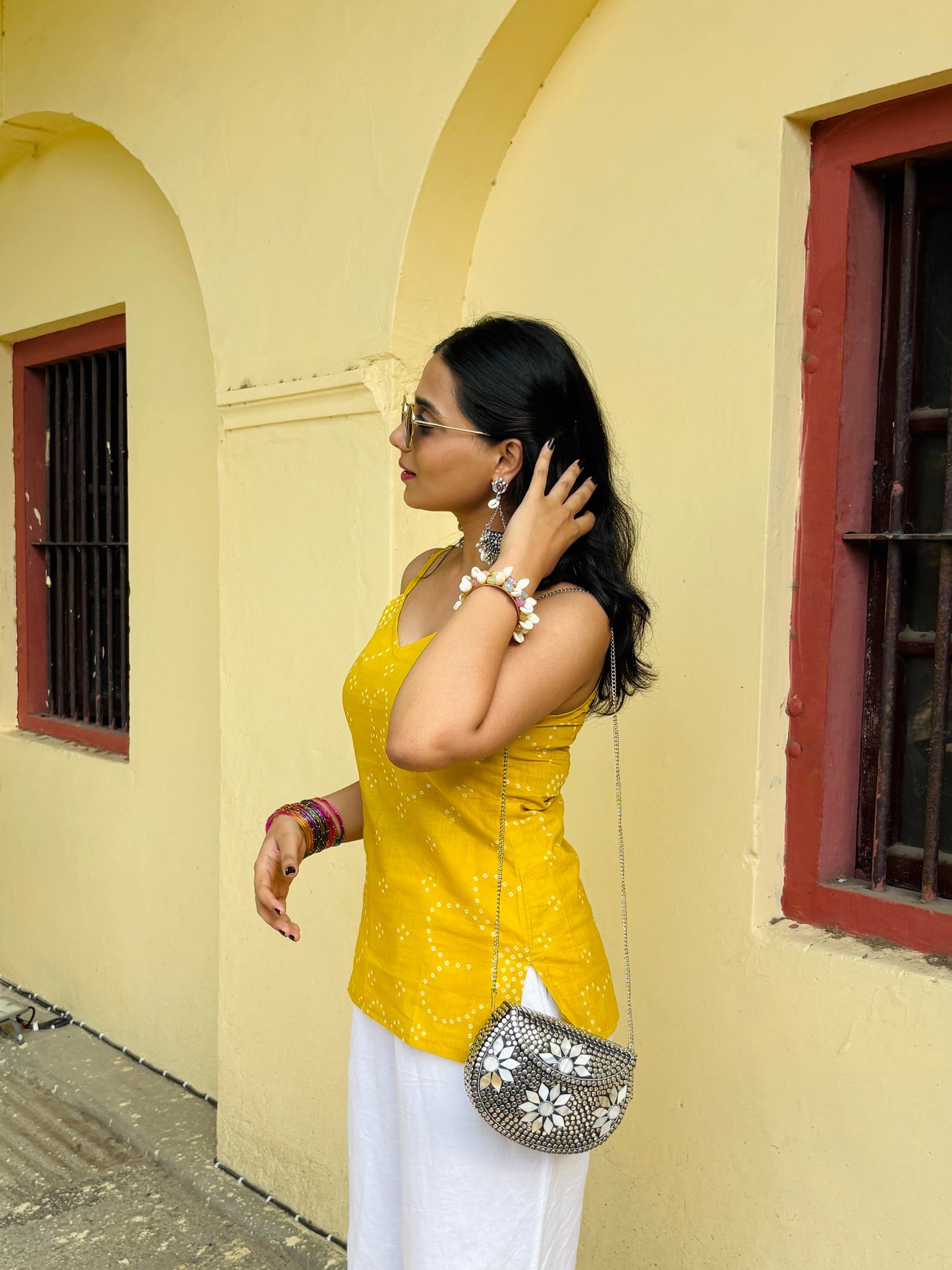 Phoolwari Cotton Strap Kurti