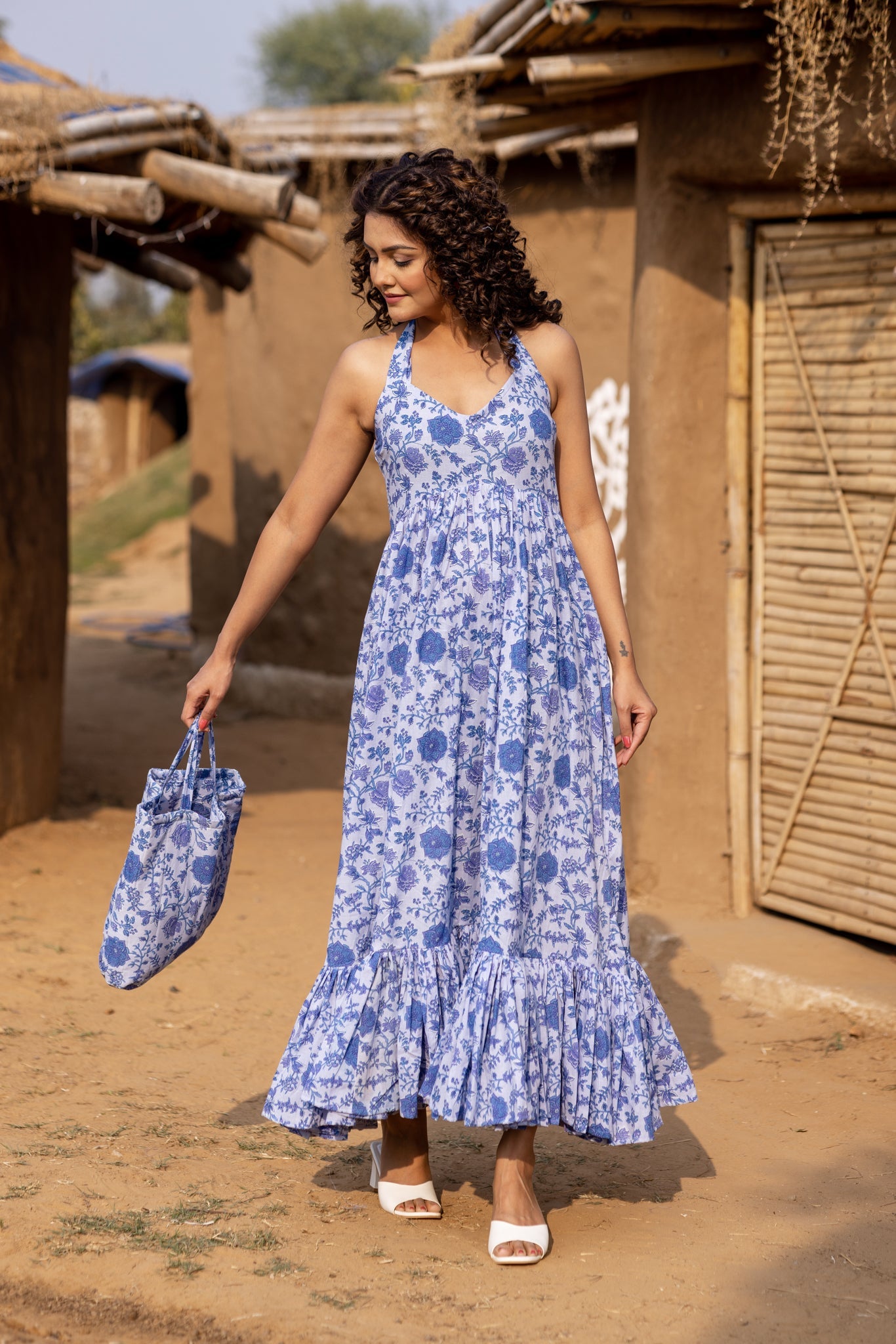 Sara Handblock Long Dress