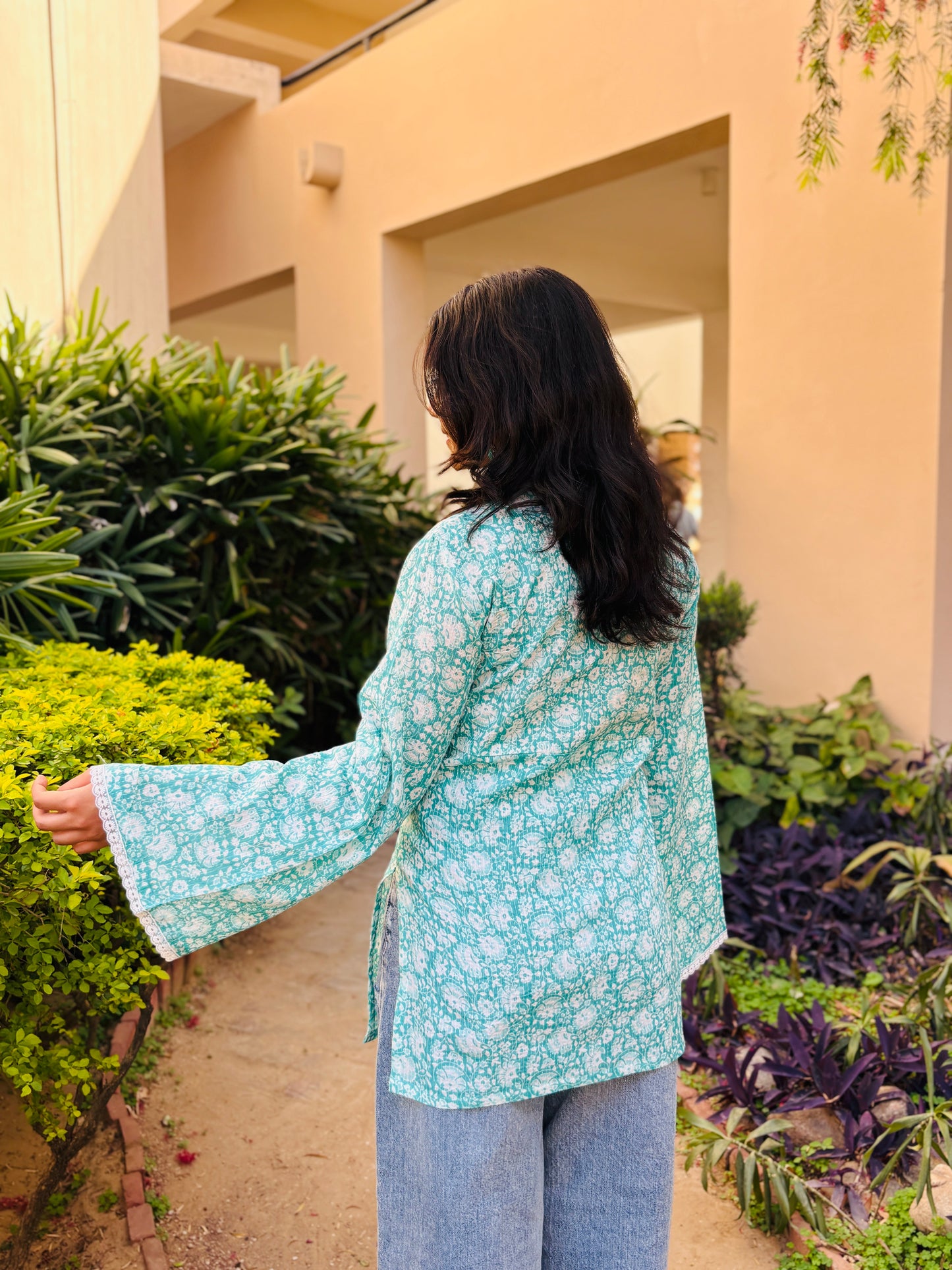 Meher Sky Blue Handblock Print Kurti