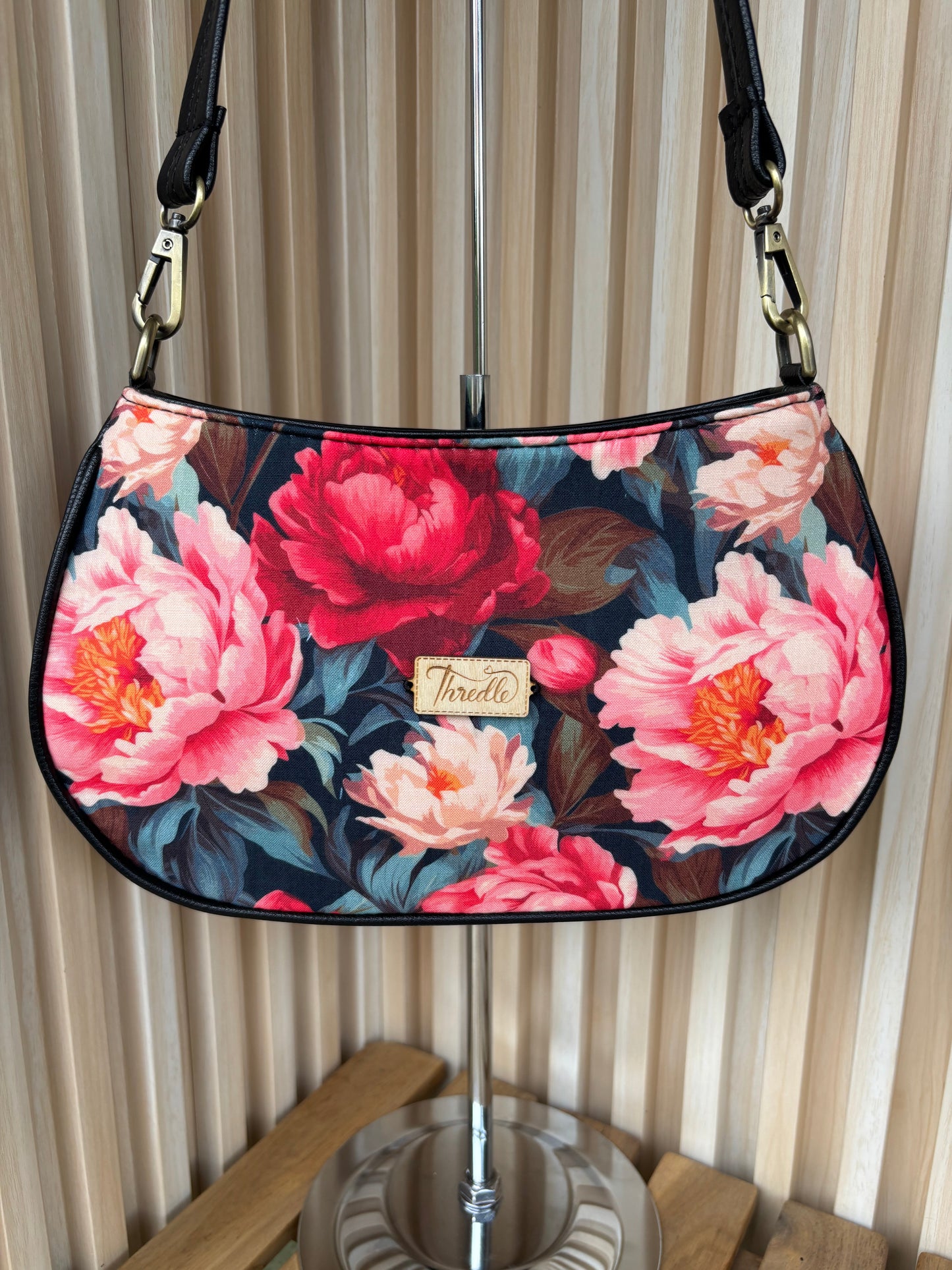 Midnight Bloom Handcrafted Baguette Bag