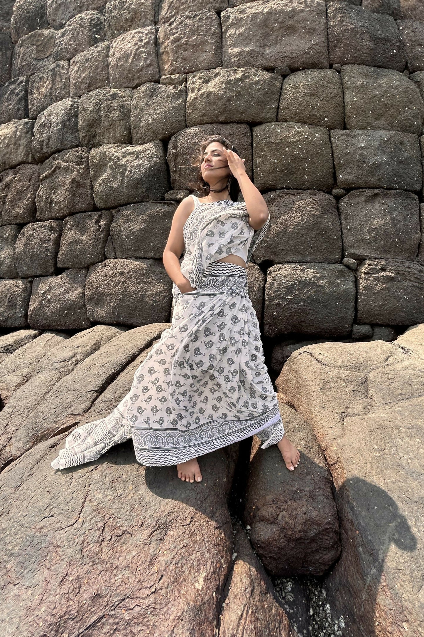 Misty Sparrow Cotton Instantwear Pocket Saree