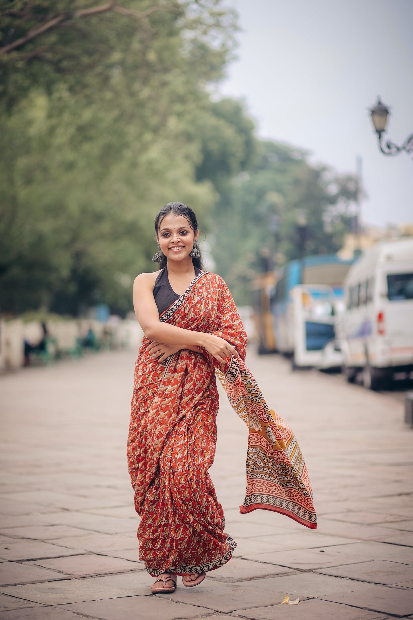 Gaurbandh Bagru Mul Cotton Saree