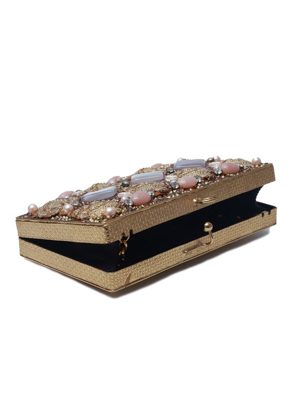 Arya Embellished Brass Clutch