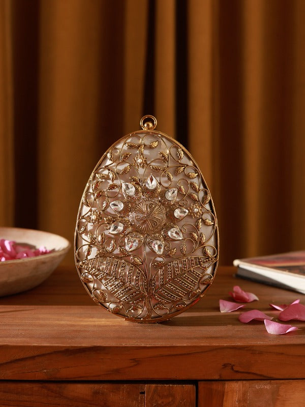 Mia Intricate Brass Clutch