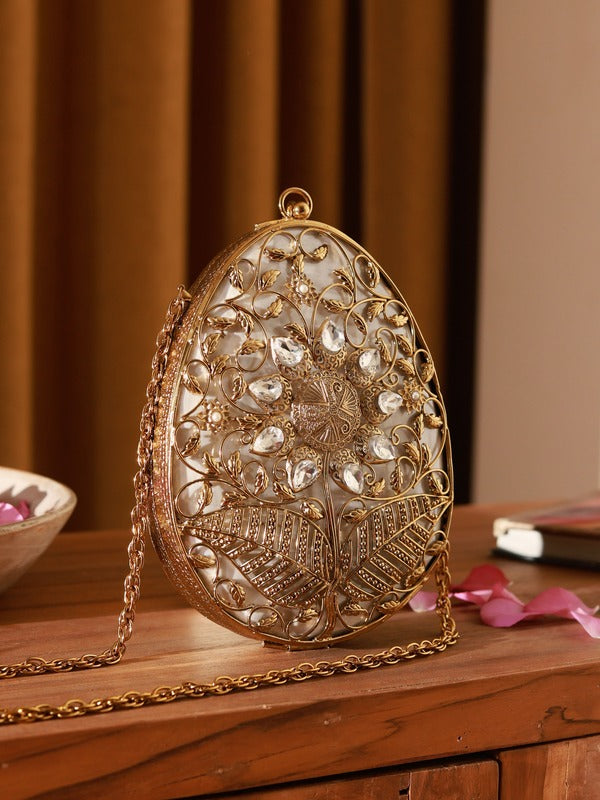 Mia Intricate Brass Clutch