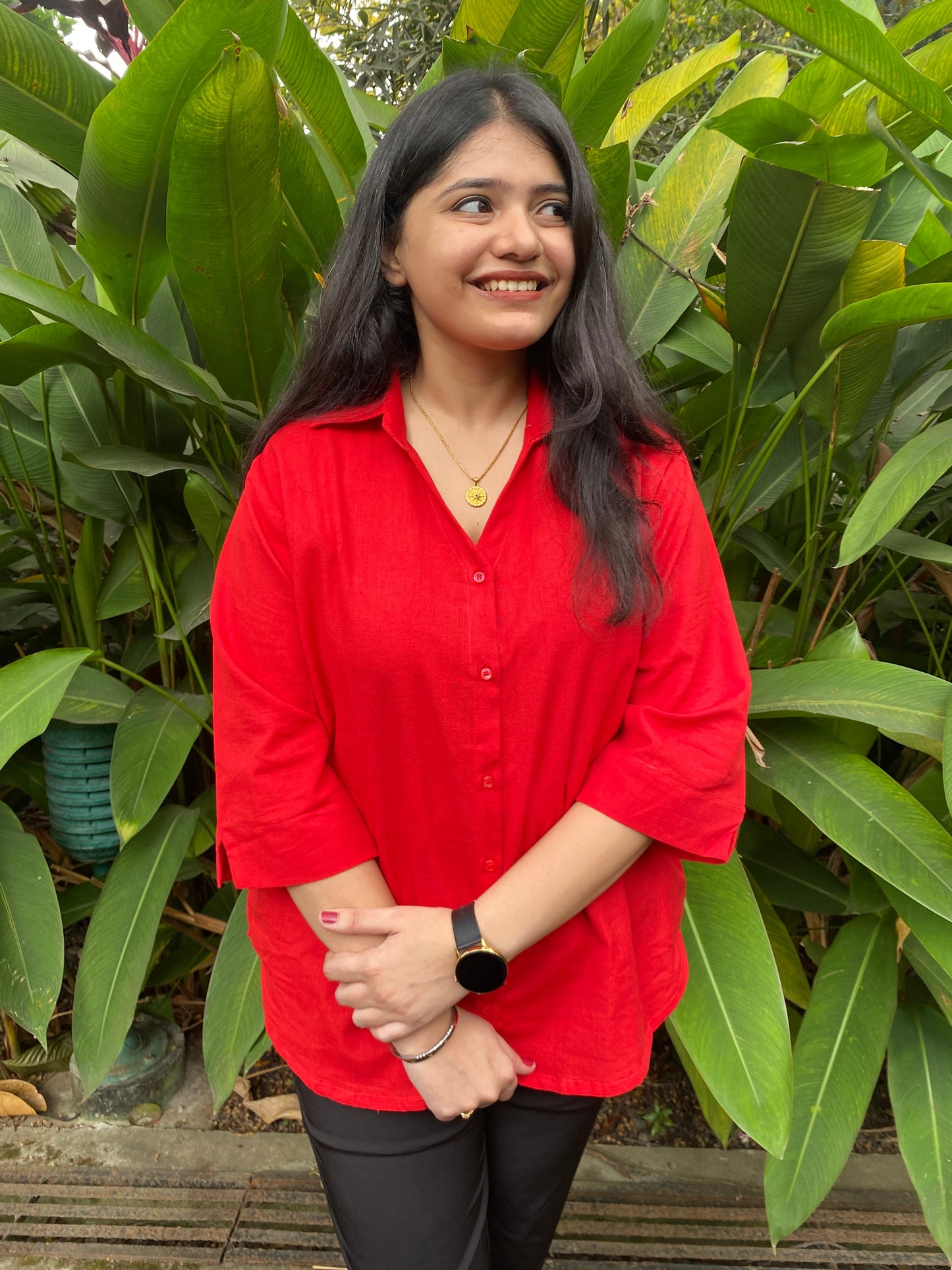 Aditi Red Cotton Shirt