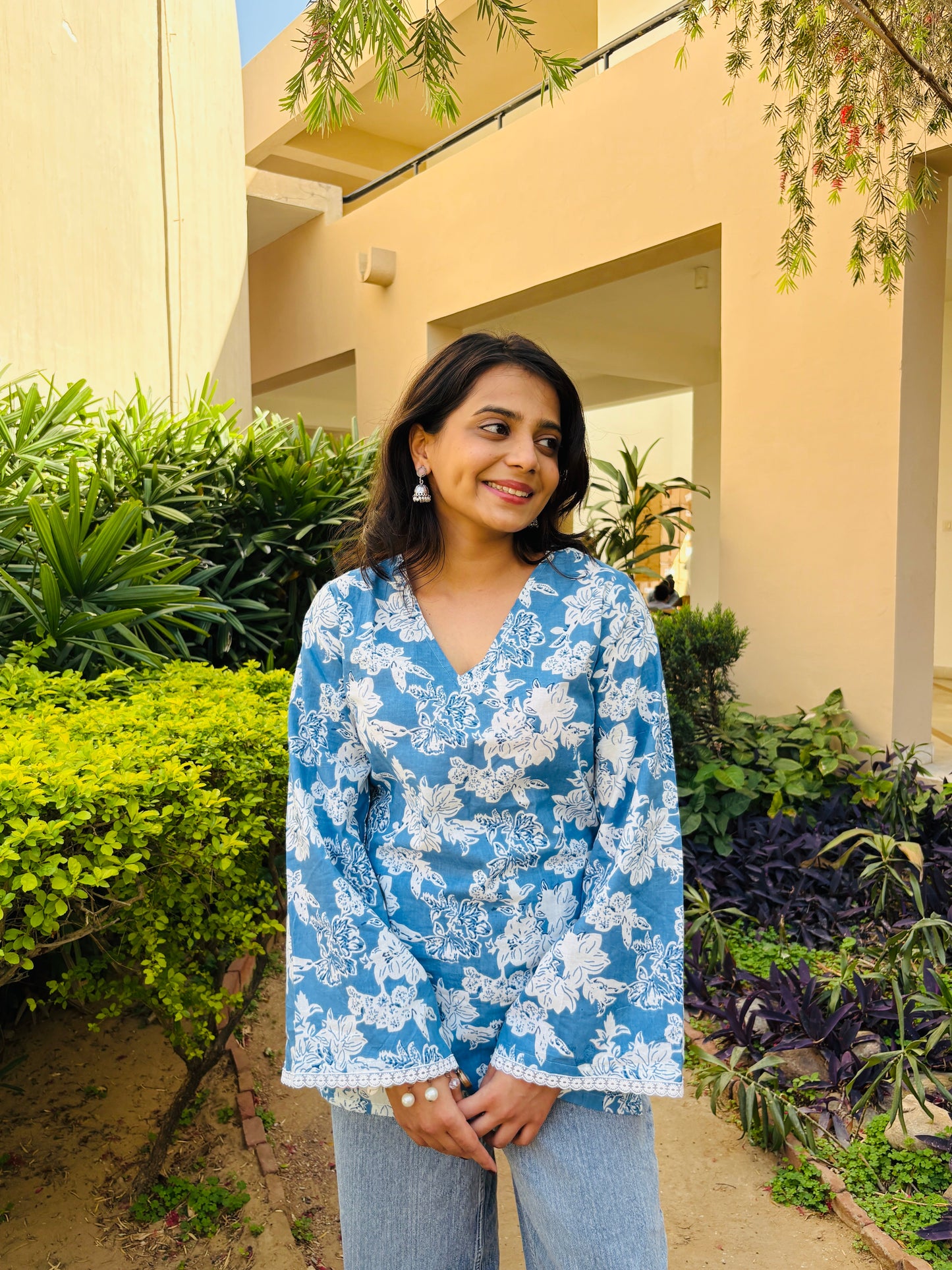 Neelika Blue Floral Print Kurti