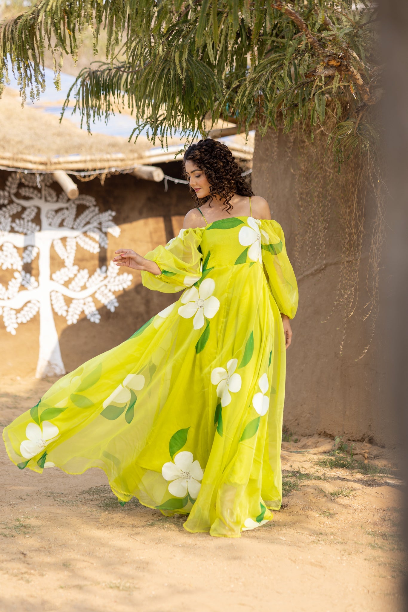 Isabelle Hand painted Floral Maxi Dress