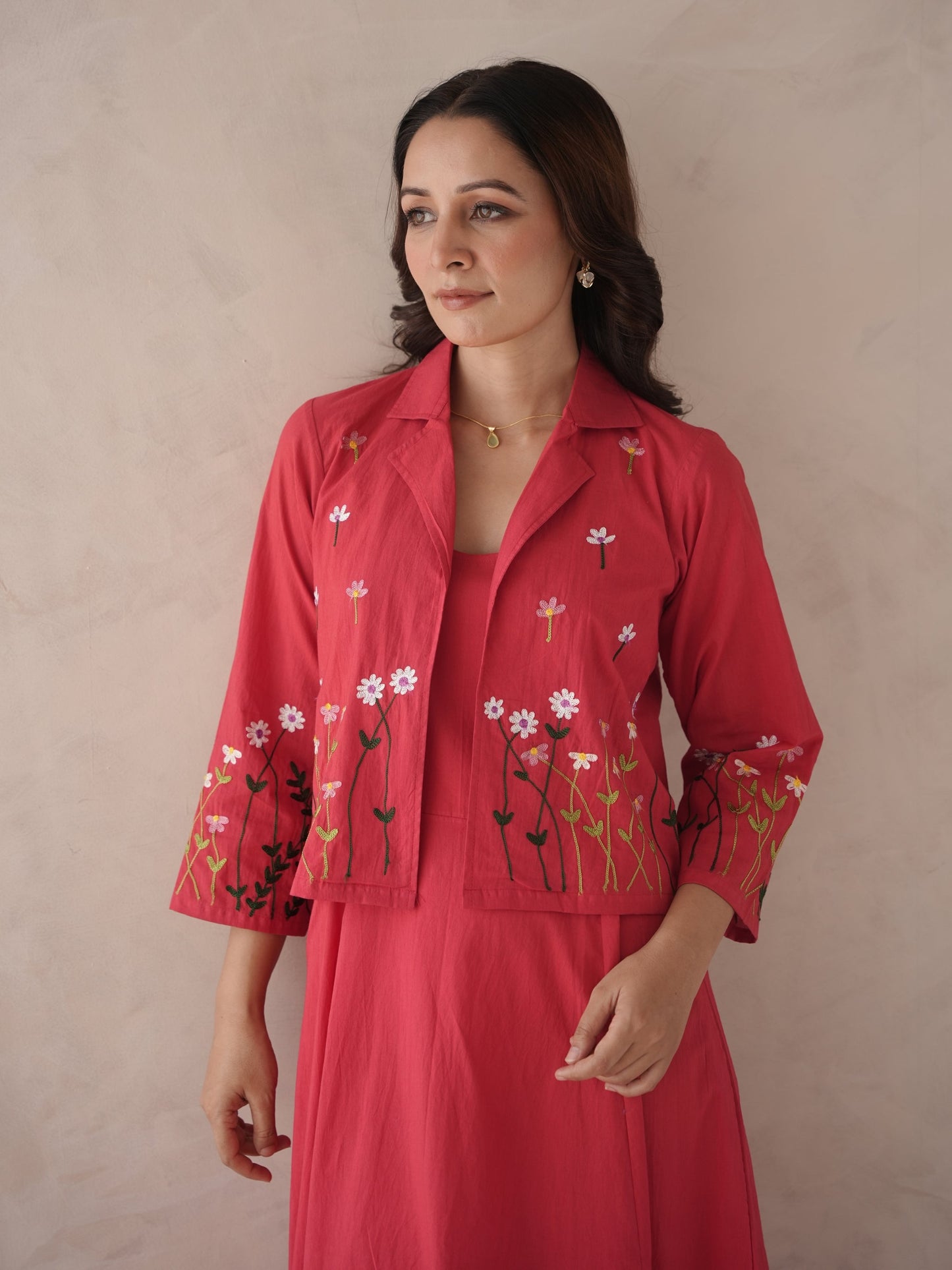 Noir Embroidery Cotton Jacket Dress