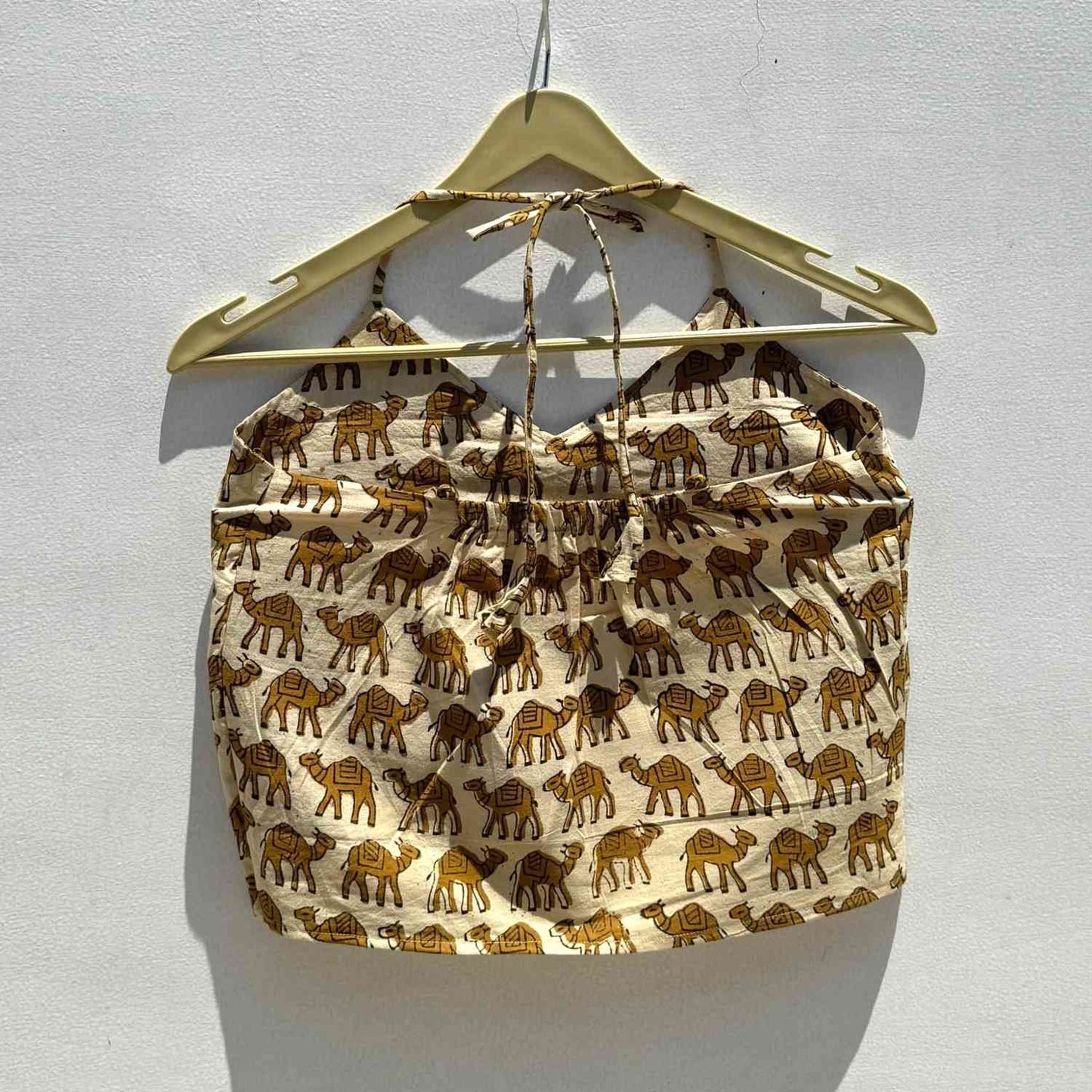 Camel Handblock Printed Cotton Top