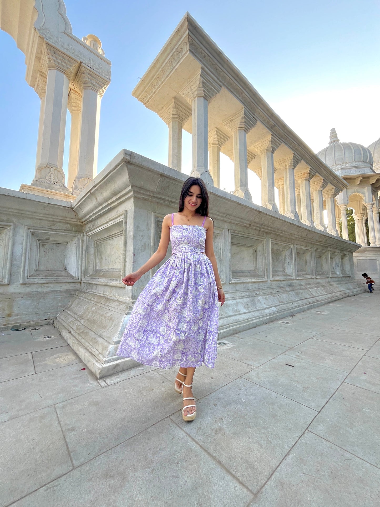 Laura Lavender Midi Dress