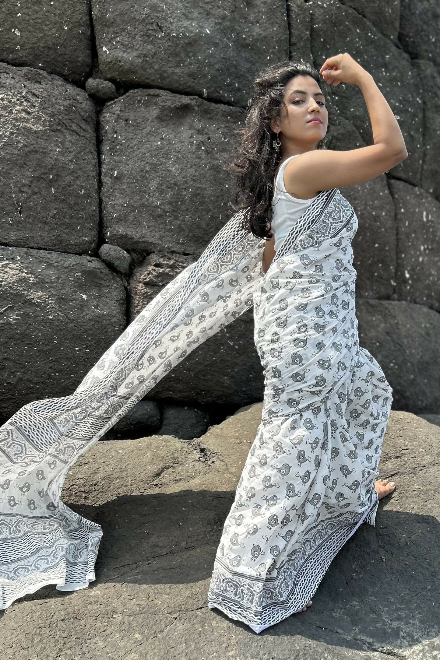 Misty Sparrow Cotton Instantwear Pocket Saree