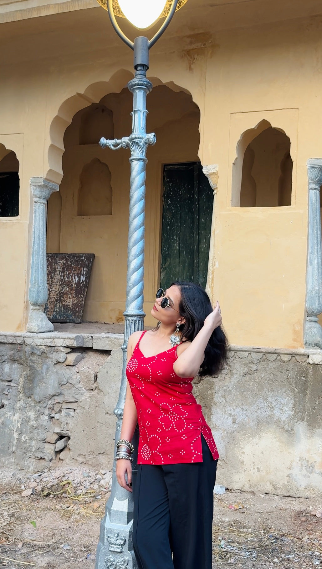Laal Bijli Cotton Strap Kurti