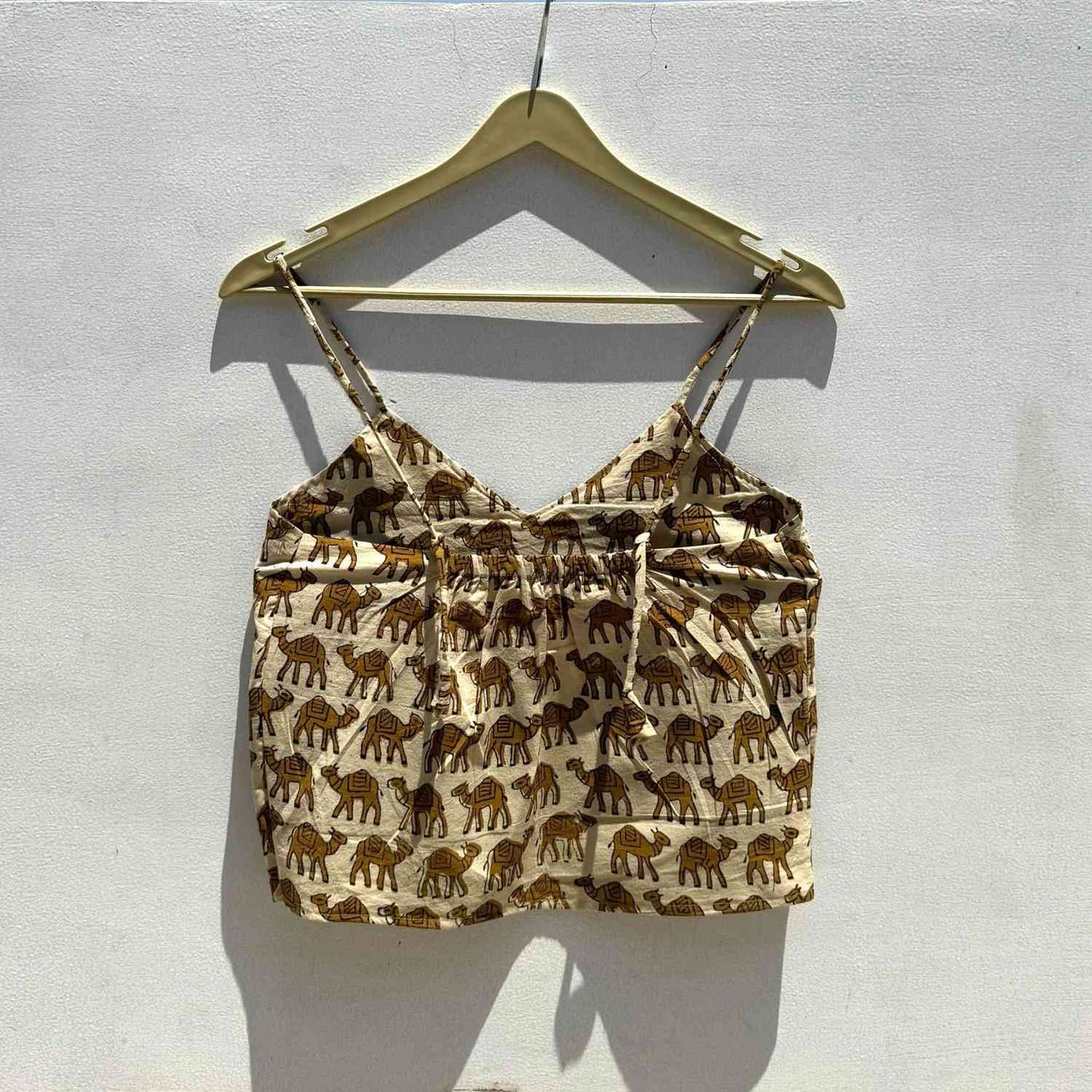 Camel Handblock Printed Cotton Top