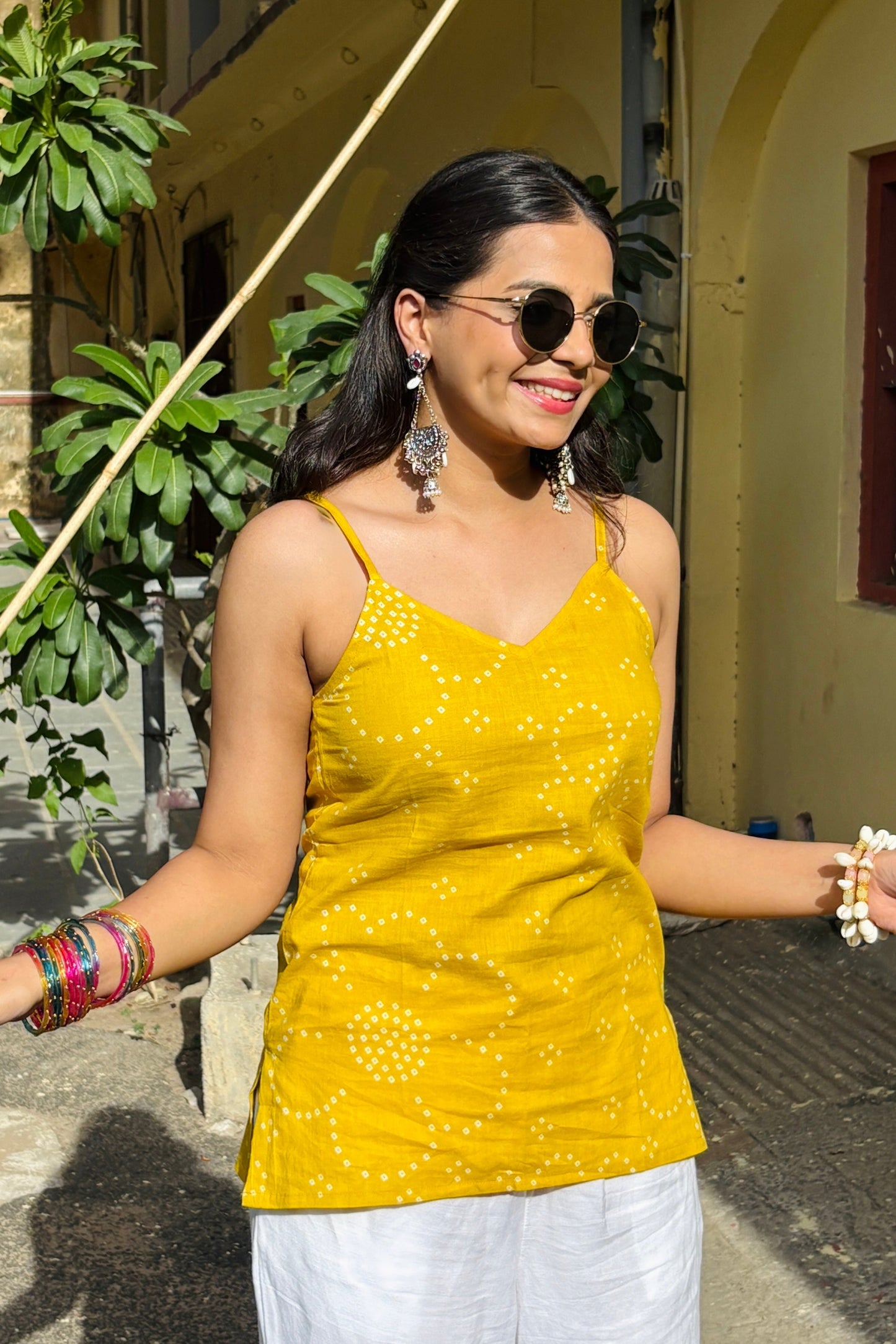 Phoolwari Cotton Strap Kurti