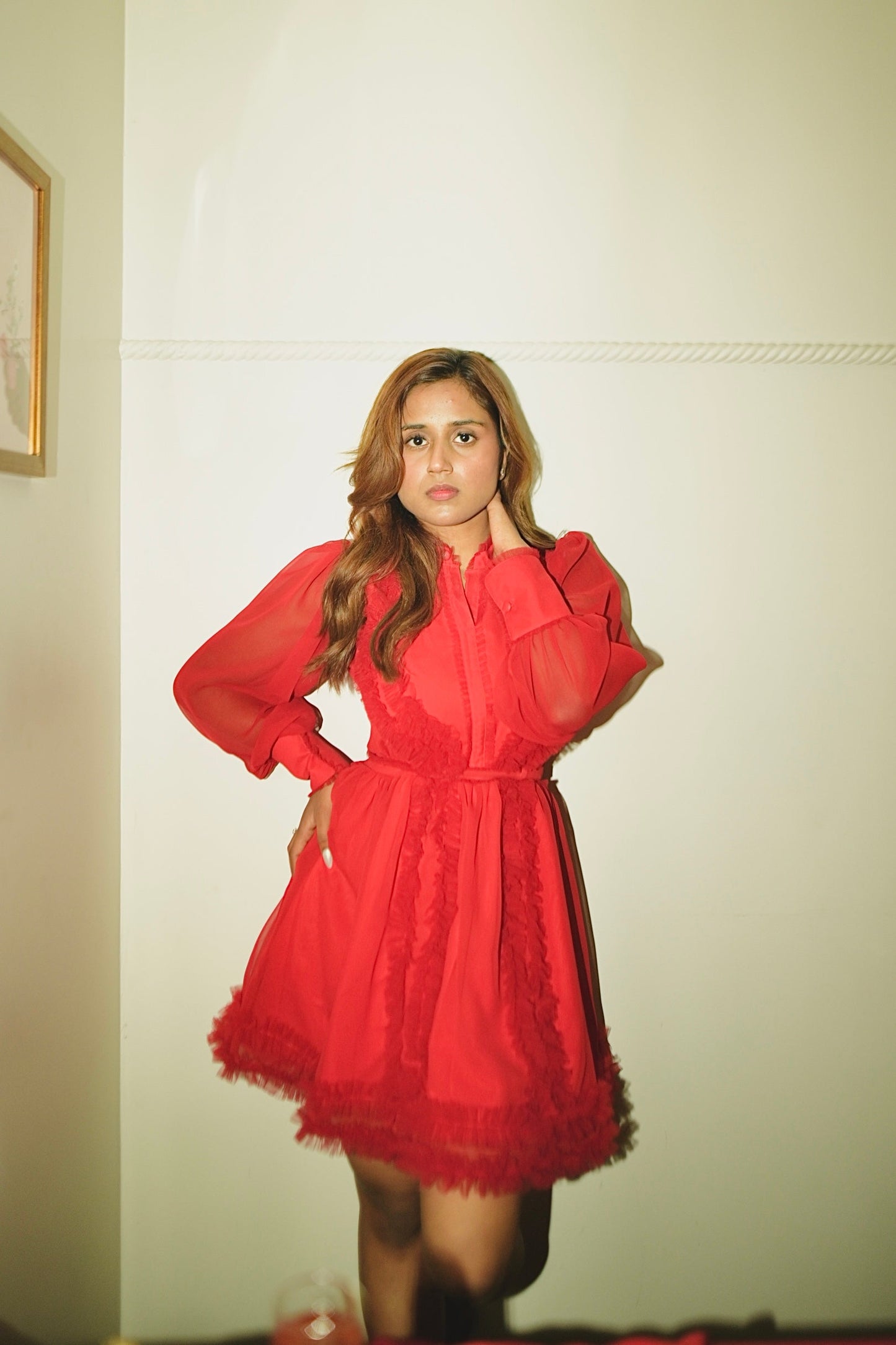Crimson Crush Georgette Dress