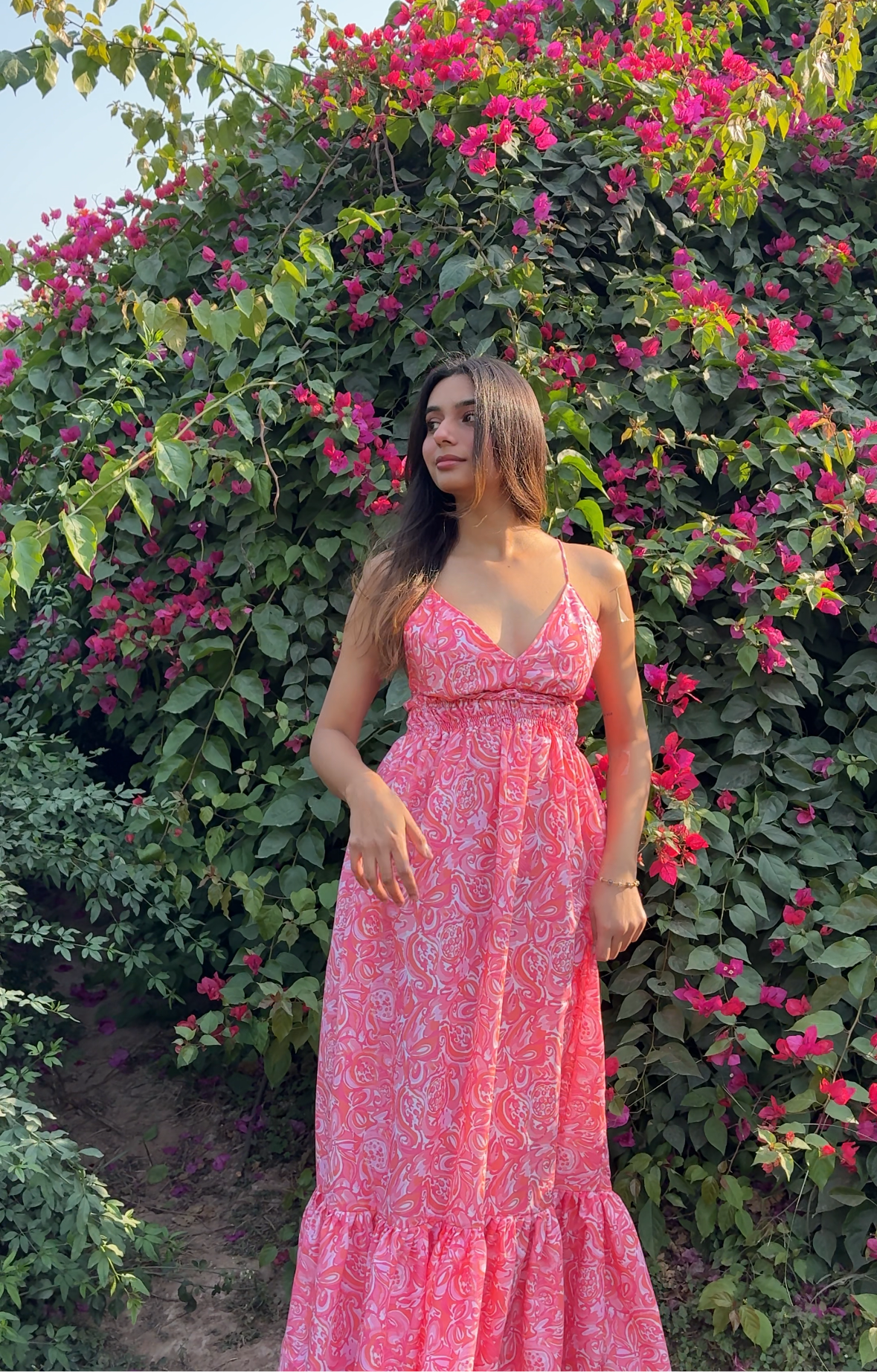 Swirlie Printed Pink Poplin Dress