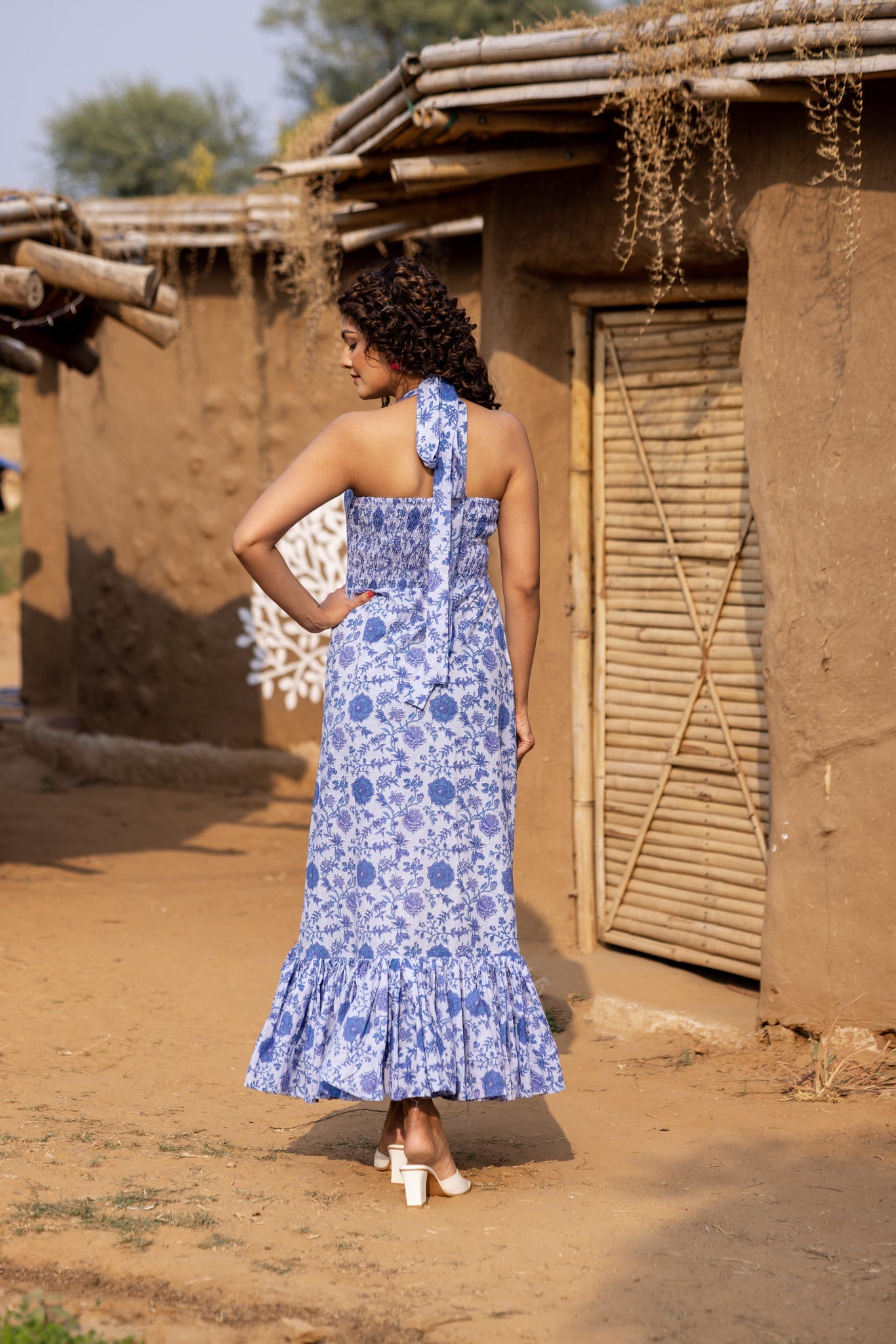 Sara Handblock Long Dress