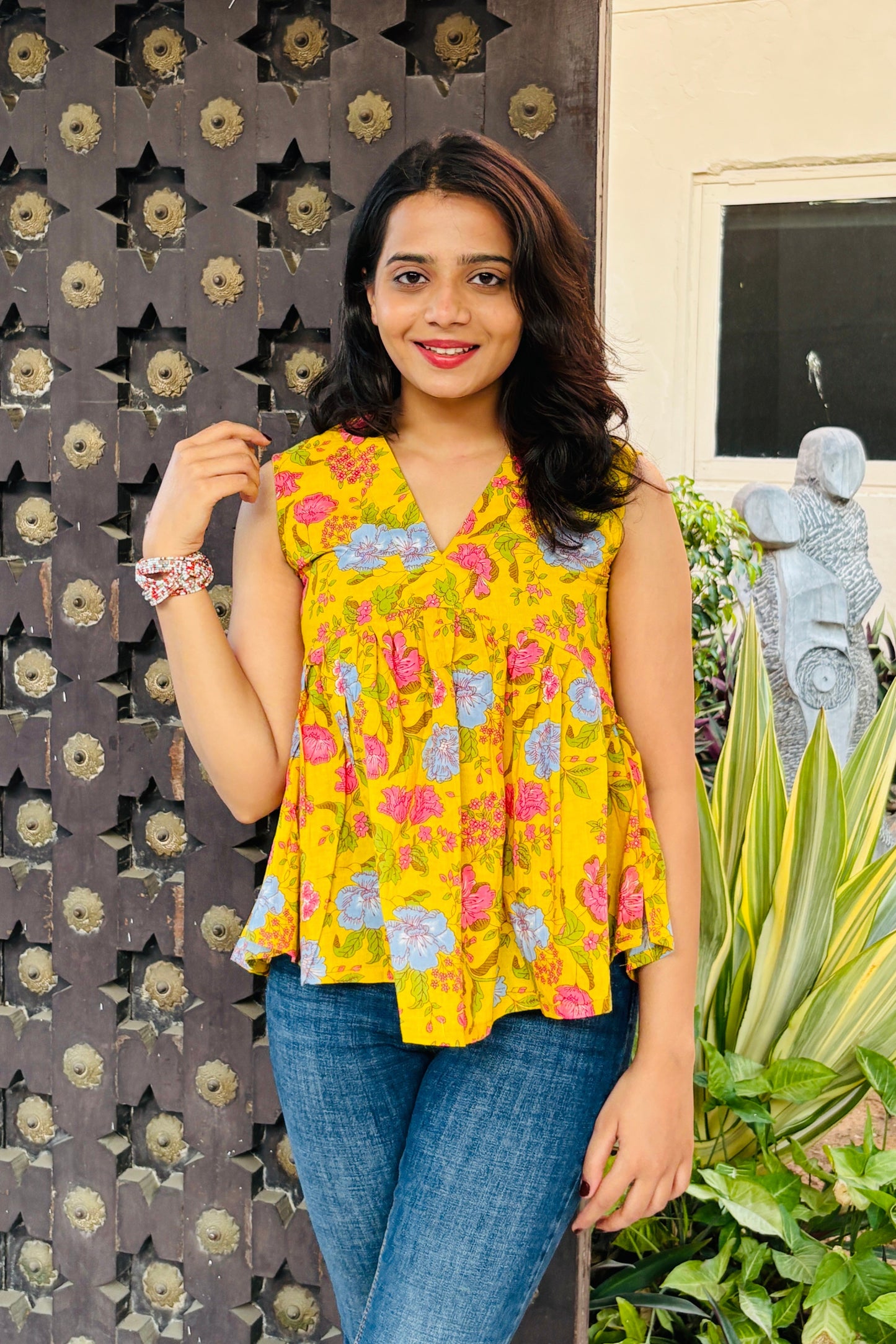 Sunlit Blossom Peplum Top
