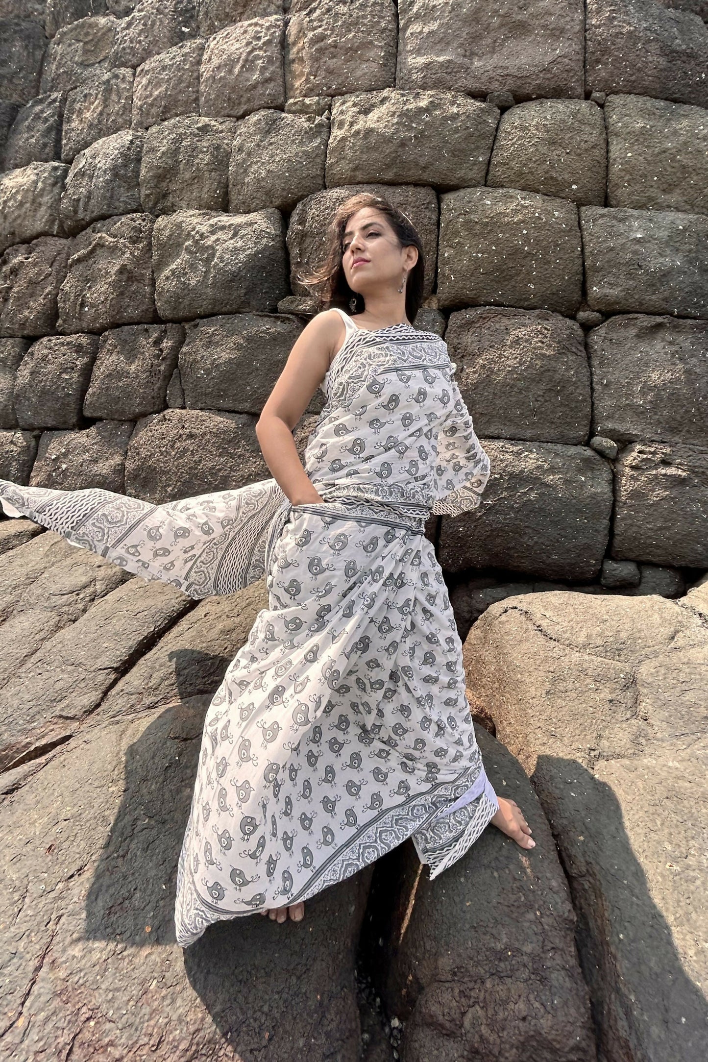 Misty Sparrow Cotton Instantwear Pocket Saree