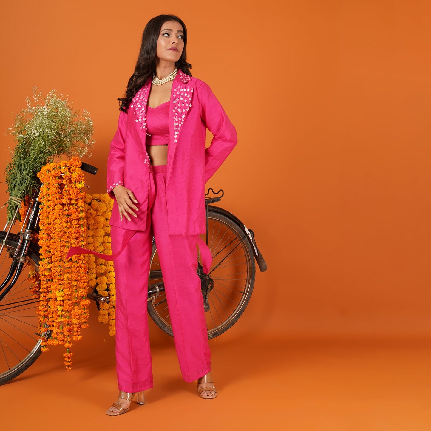 Rossy Embroidered Belt Suit